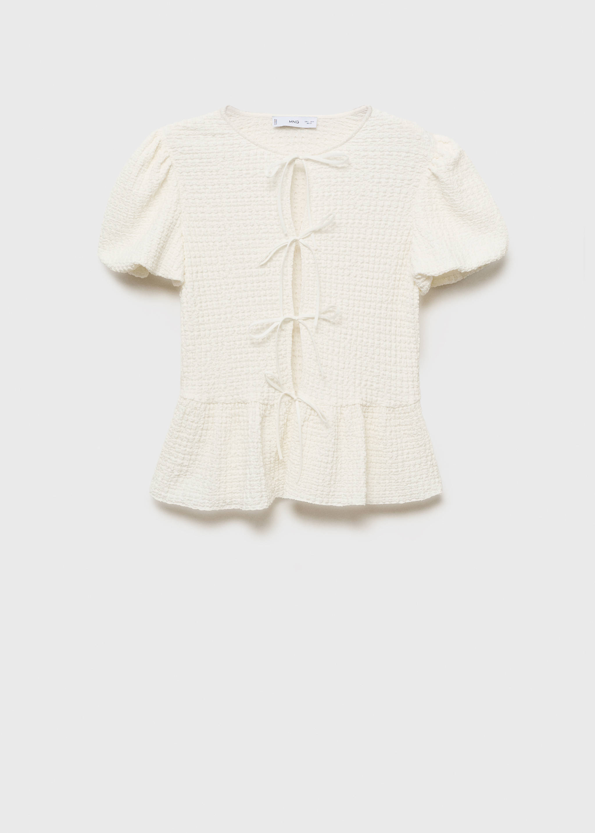 Blouse texturée fermeture nœuds - Article sans modèle