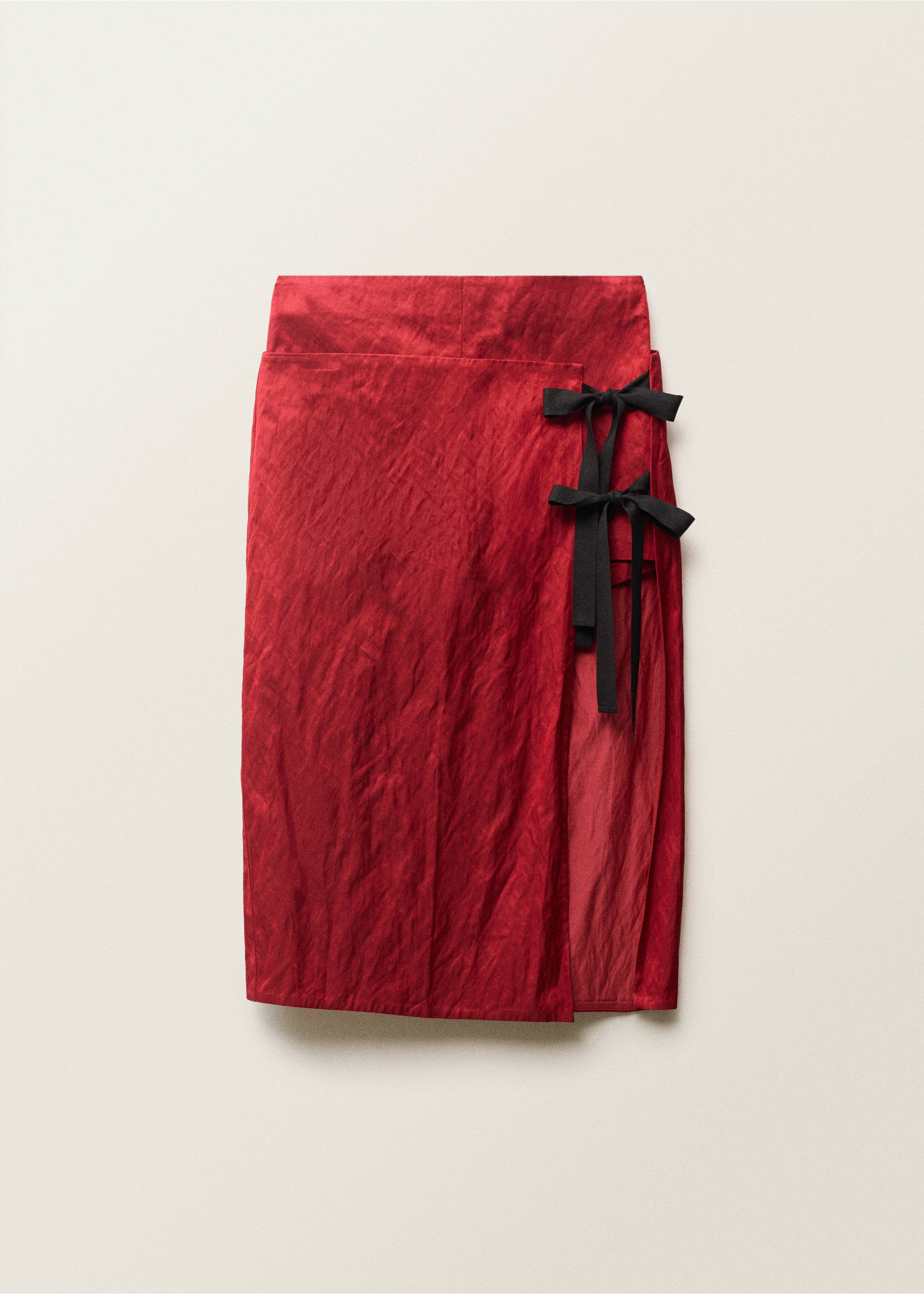 Kjol med textur och knytband i flera positioner - Artikel utan modell, Röd. Ref: 87087717-00.