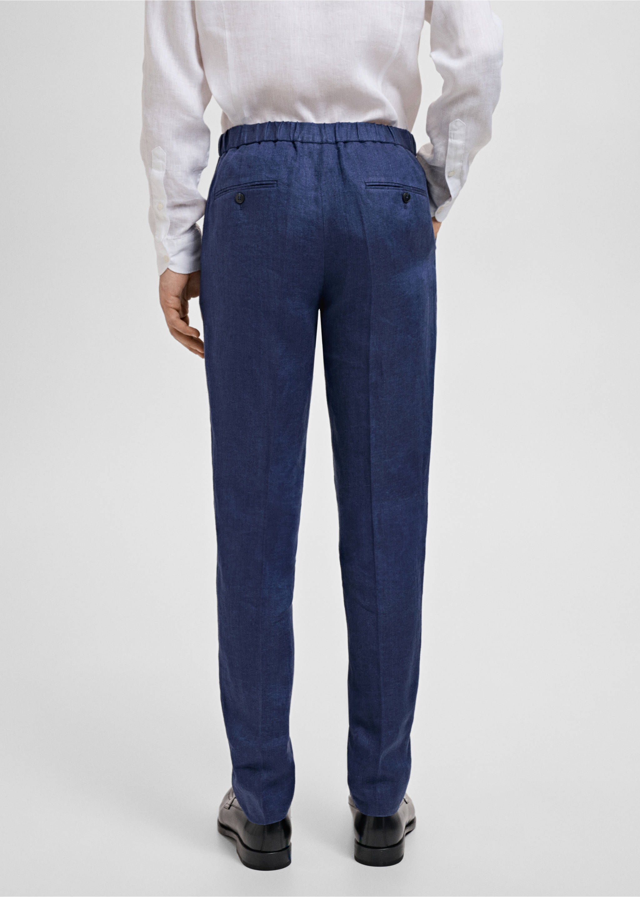 Pantalon costume Salerno 100 % lin slim fit - Verso de l’article, Bleu indigo. Ref: 87087886-00.