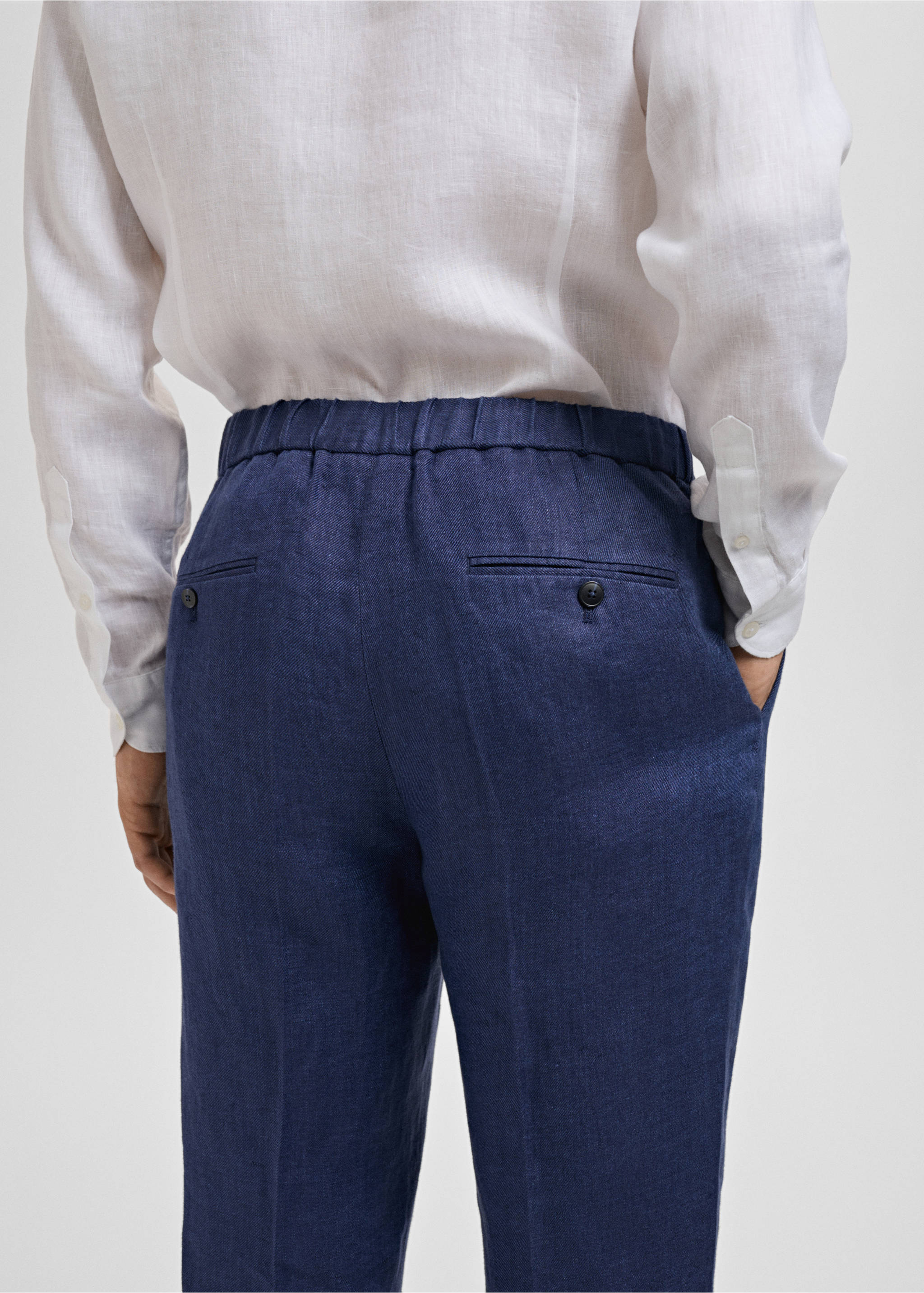 Pantalon costume Salerno 100 % lin slim fit - Détail de l'article 1, Bleu indigo. Ref: 87087886-00.