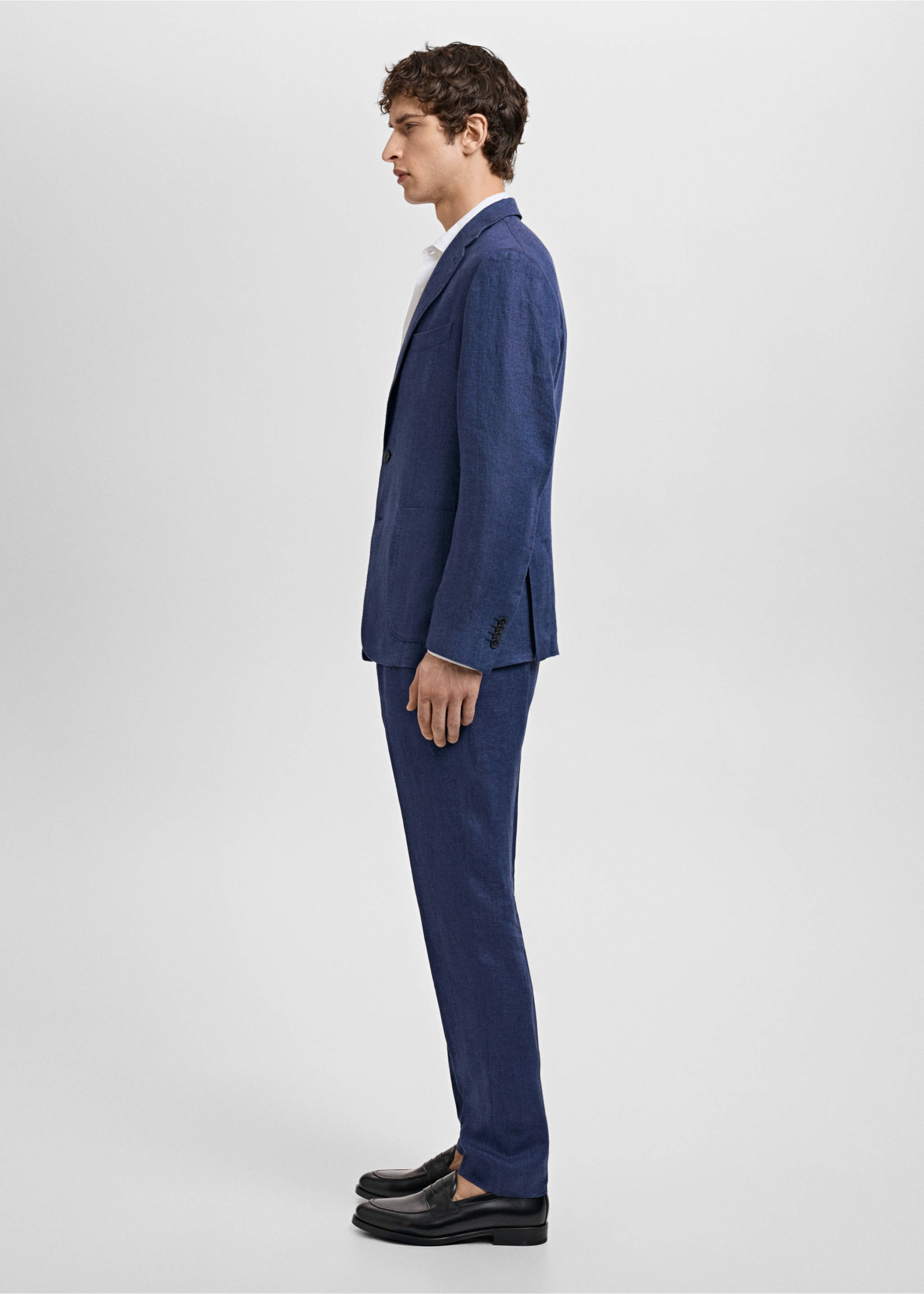 Pantalon costume Salerno 100 % lin slim fit - Détail de l'article 2, Bleu indigo. Ref: 87087886-00.