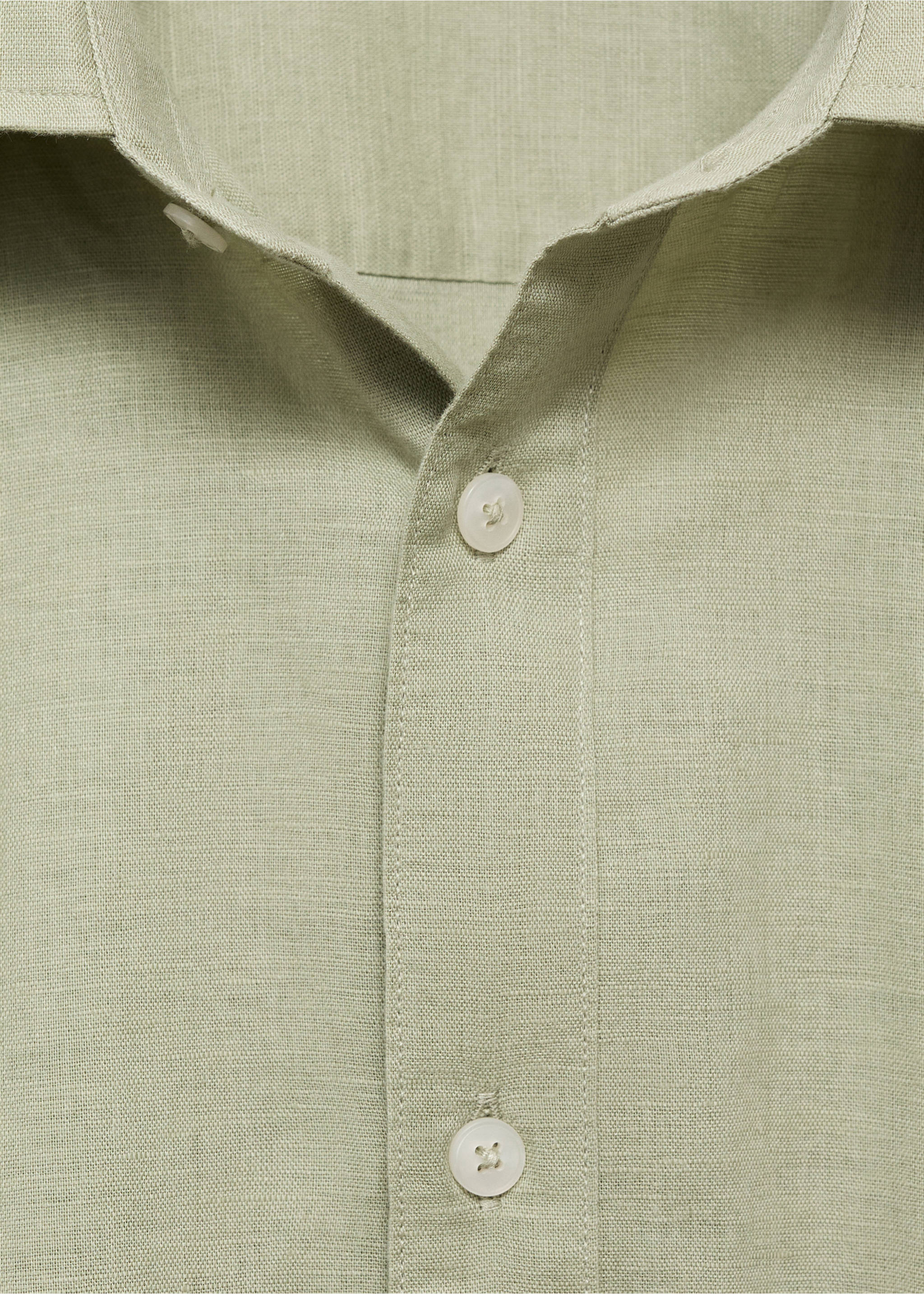 Kurzärmliges Leinenhemd - Detail des Artikels 8, Pastellgrün. Ref: 87087889-00.