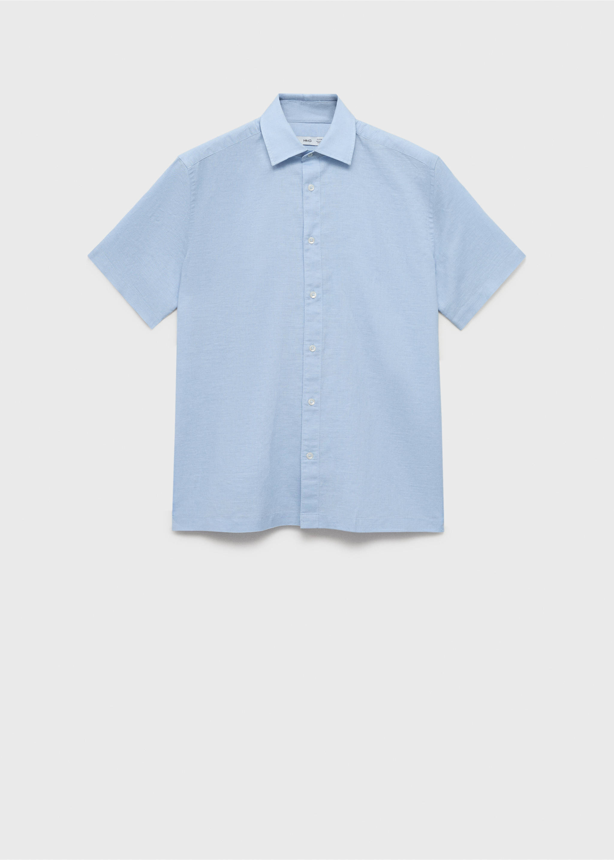 Kurzärmliges Leinenhemd - Artikel ohne Model, Blau. Ref: 87087889-00.