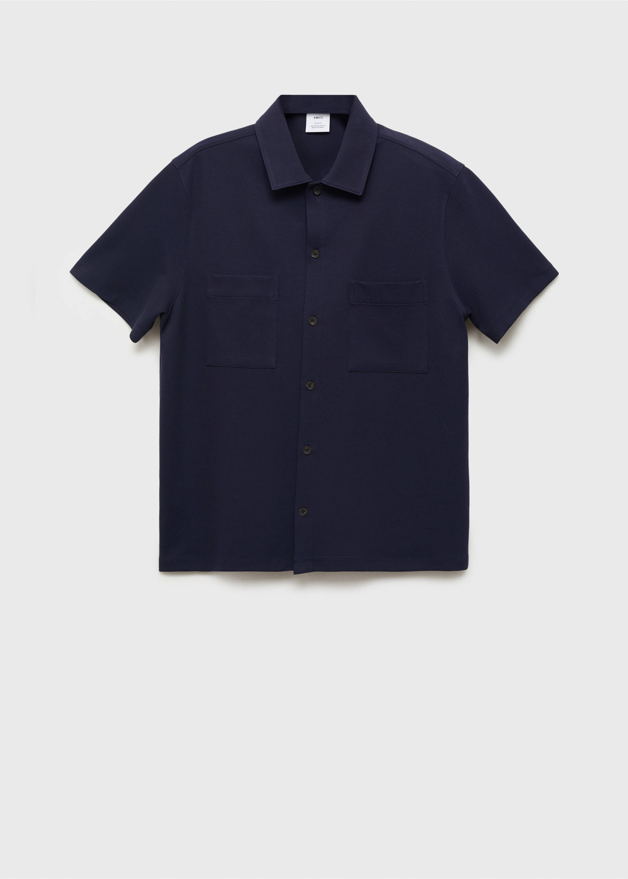 Chest-pocket cotton shirt - Article without model, Dark Navy. Ref: 87087893-00.