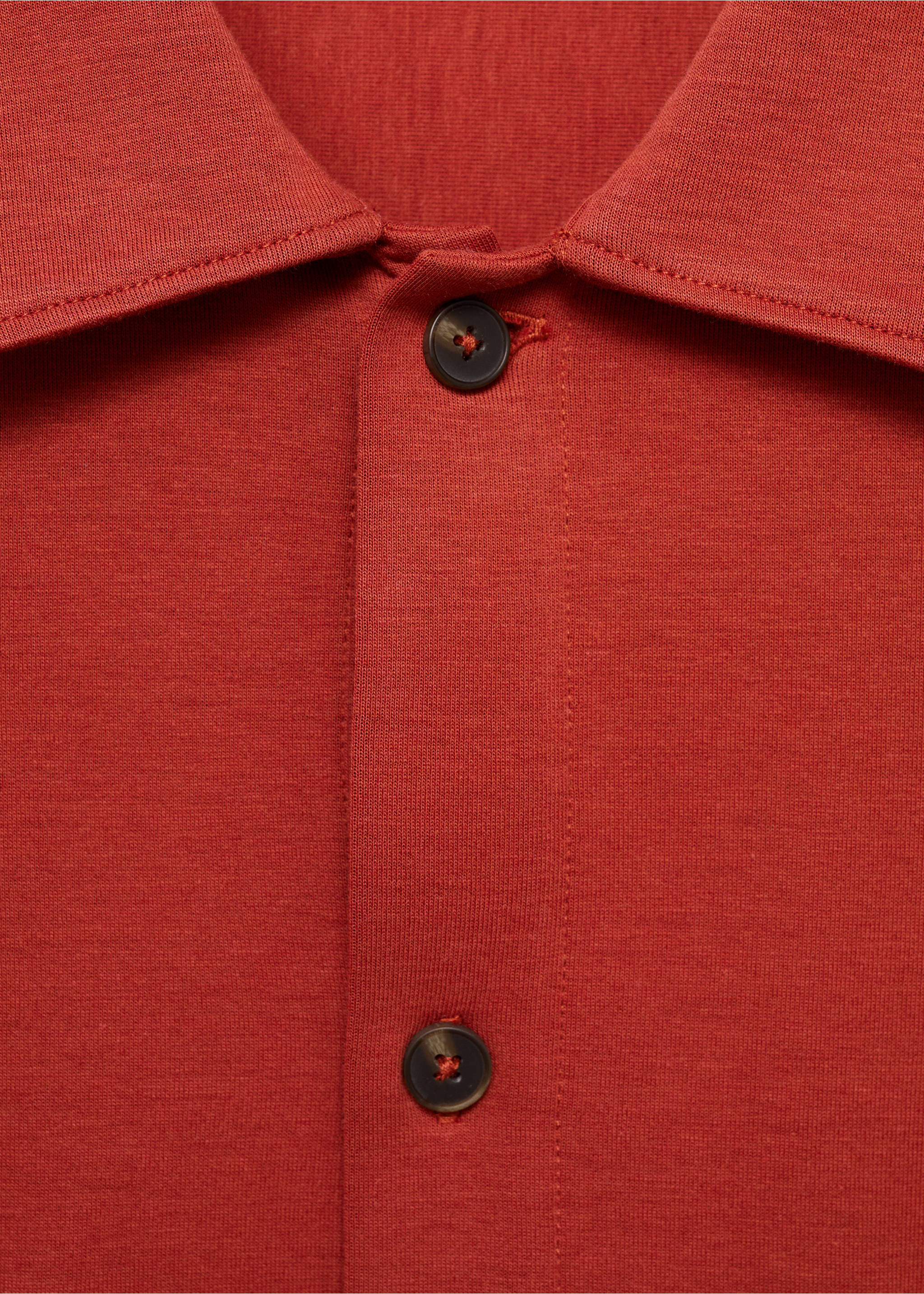 Chest-pocket cotton shirt - Details of the article 8, Red. Ref: 87087893-00.