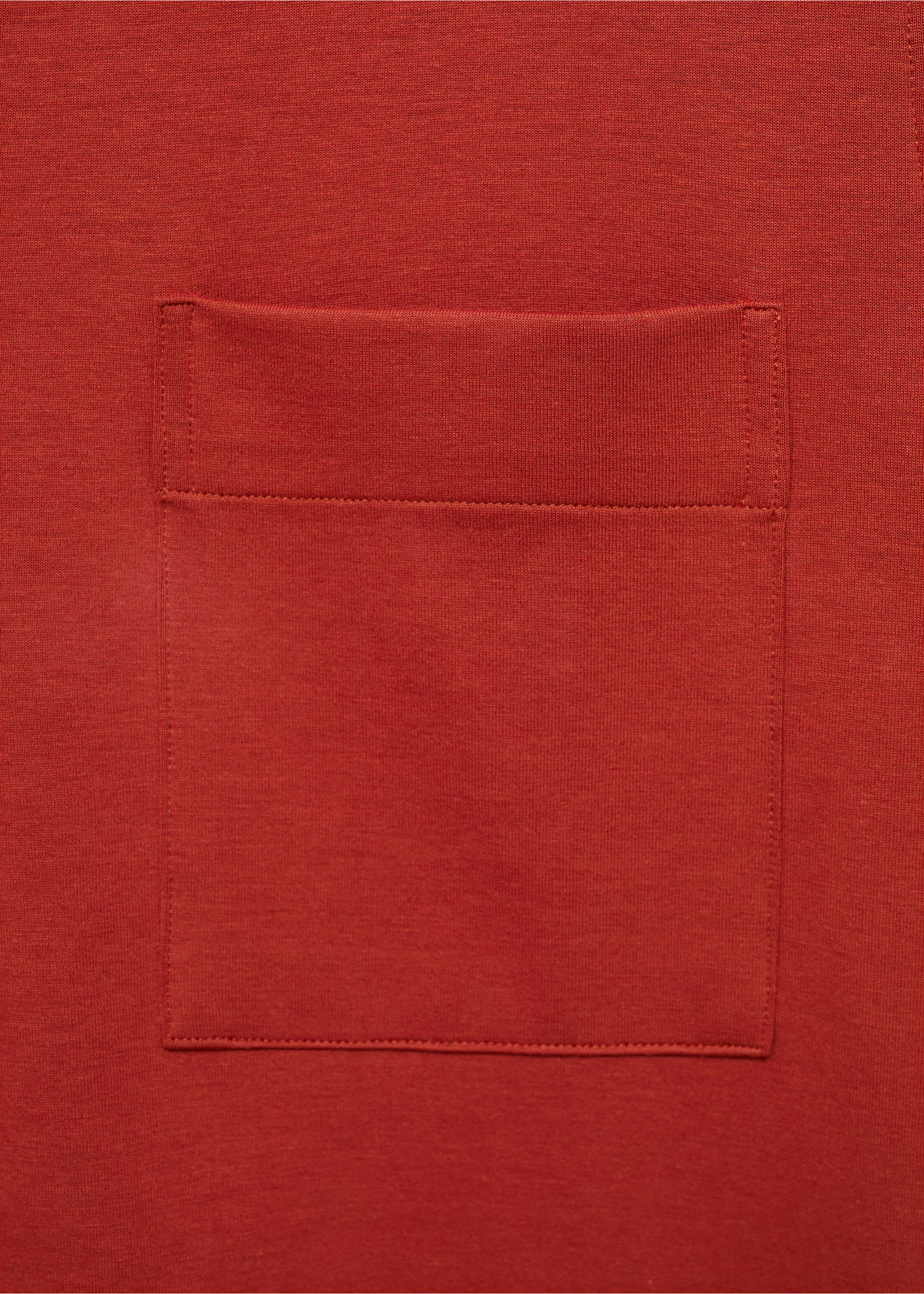 Chest-pocket cotton shirt - Details of the article 0, Red. Ref: 87087893-00.