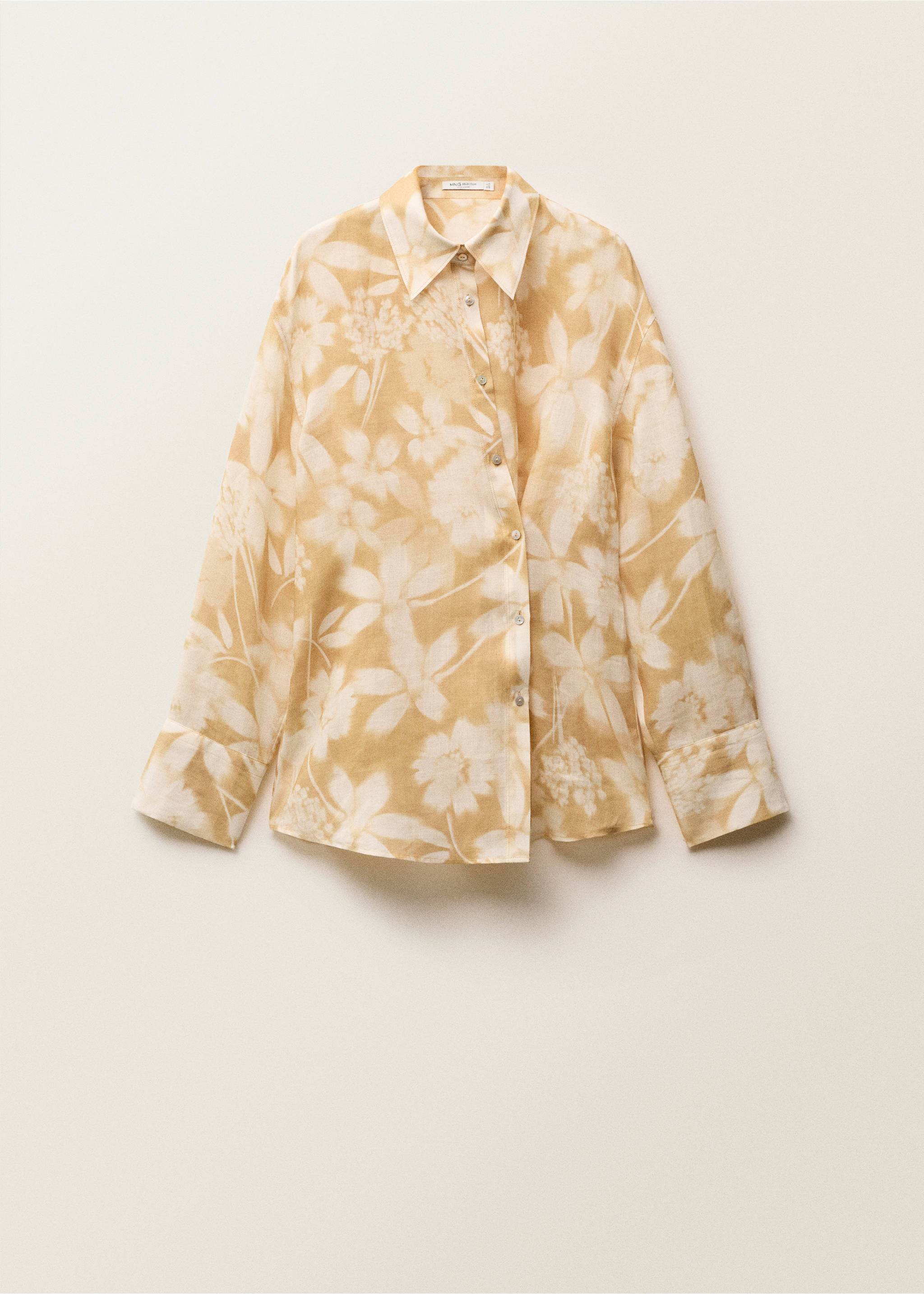 Ramie shirt with multi-position closure - Article without model, Mustard. Ref: 87087895-00.