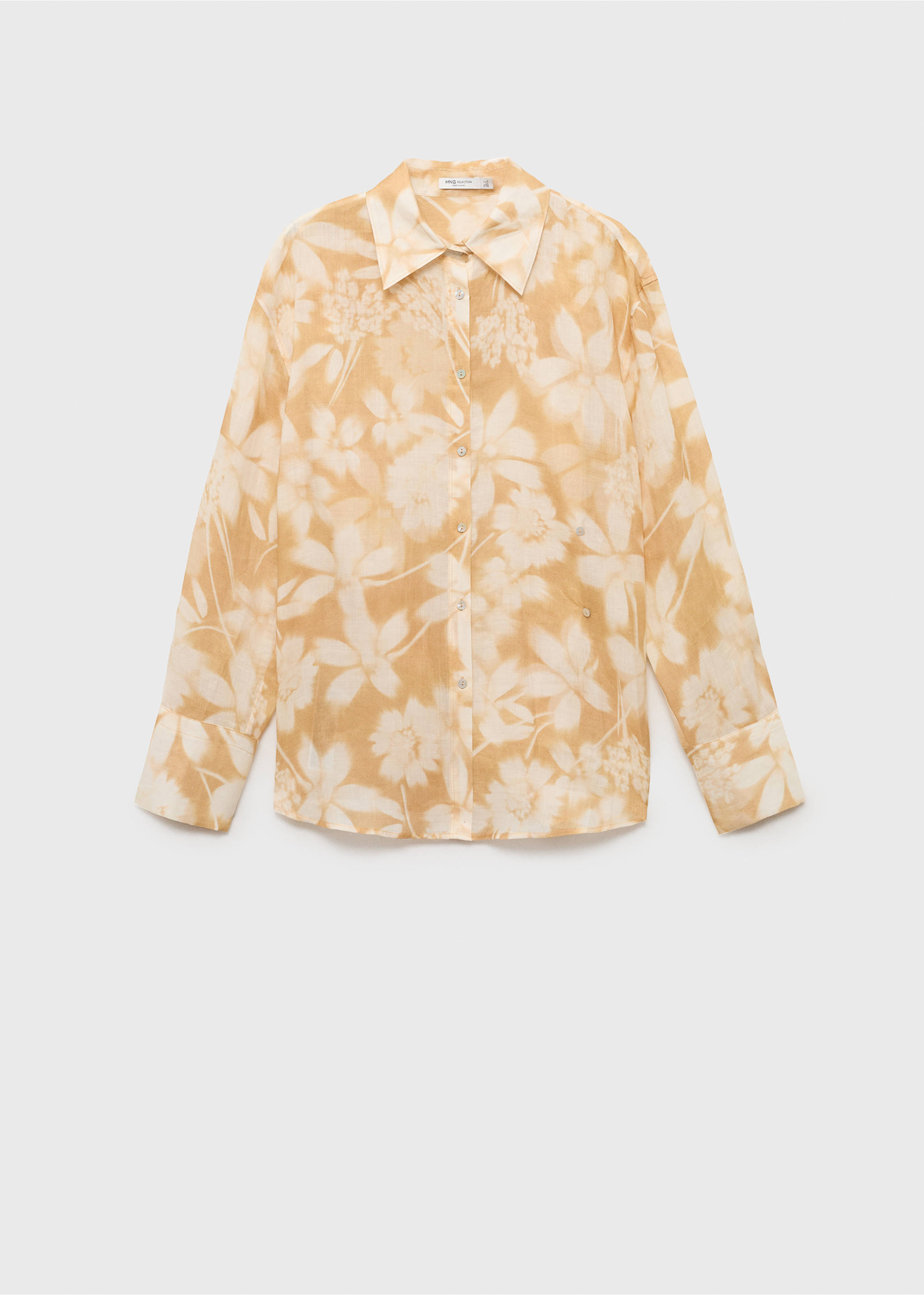 Ramie shirt with multi-position closure - Reverse of the article, Mustard. Ref: 87087895-00.