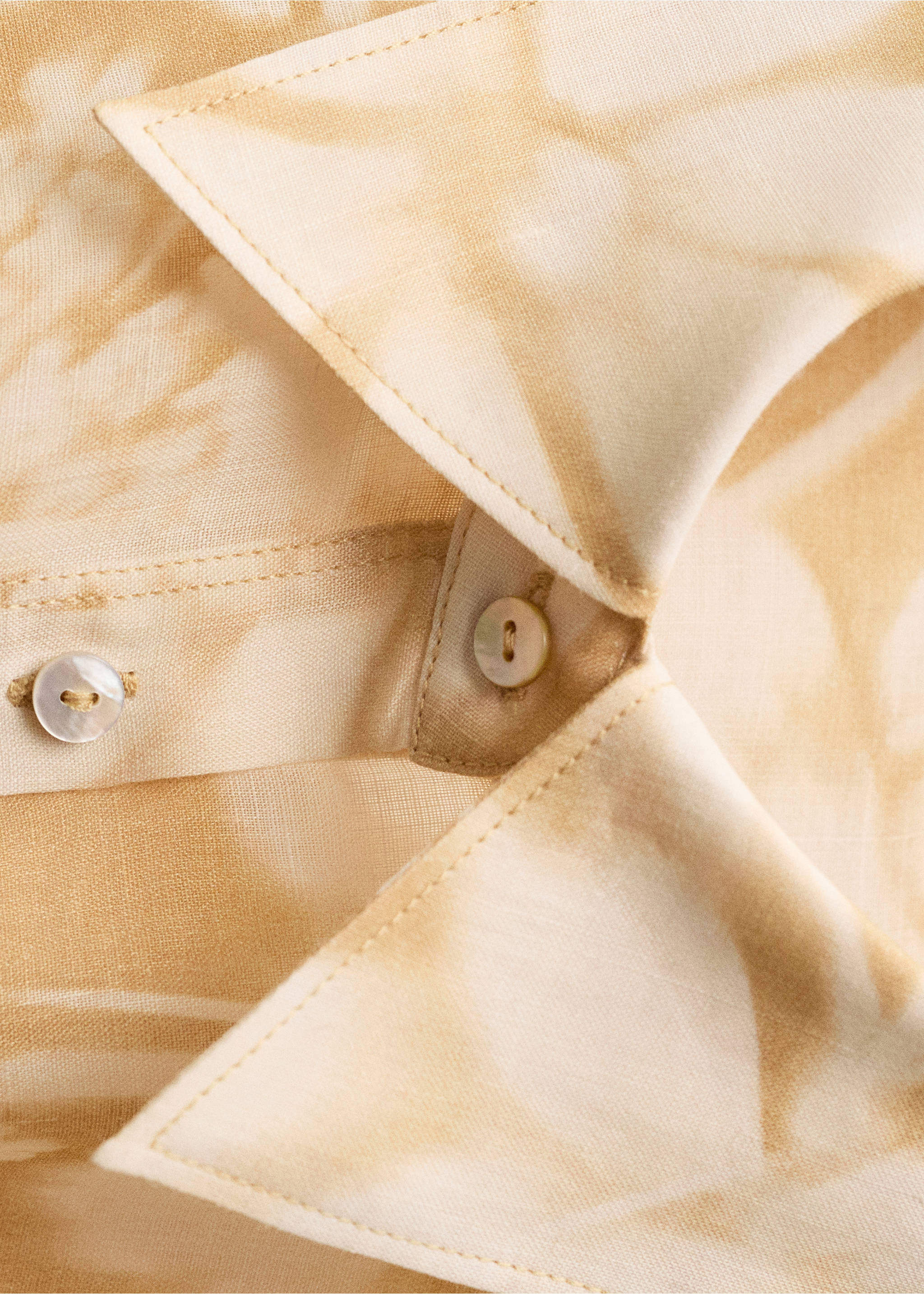 Ramie shirt with multi-position closure - Details of the article 0, Mustard. Ref: 87087895-00.