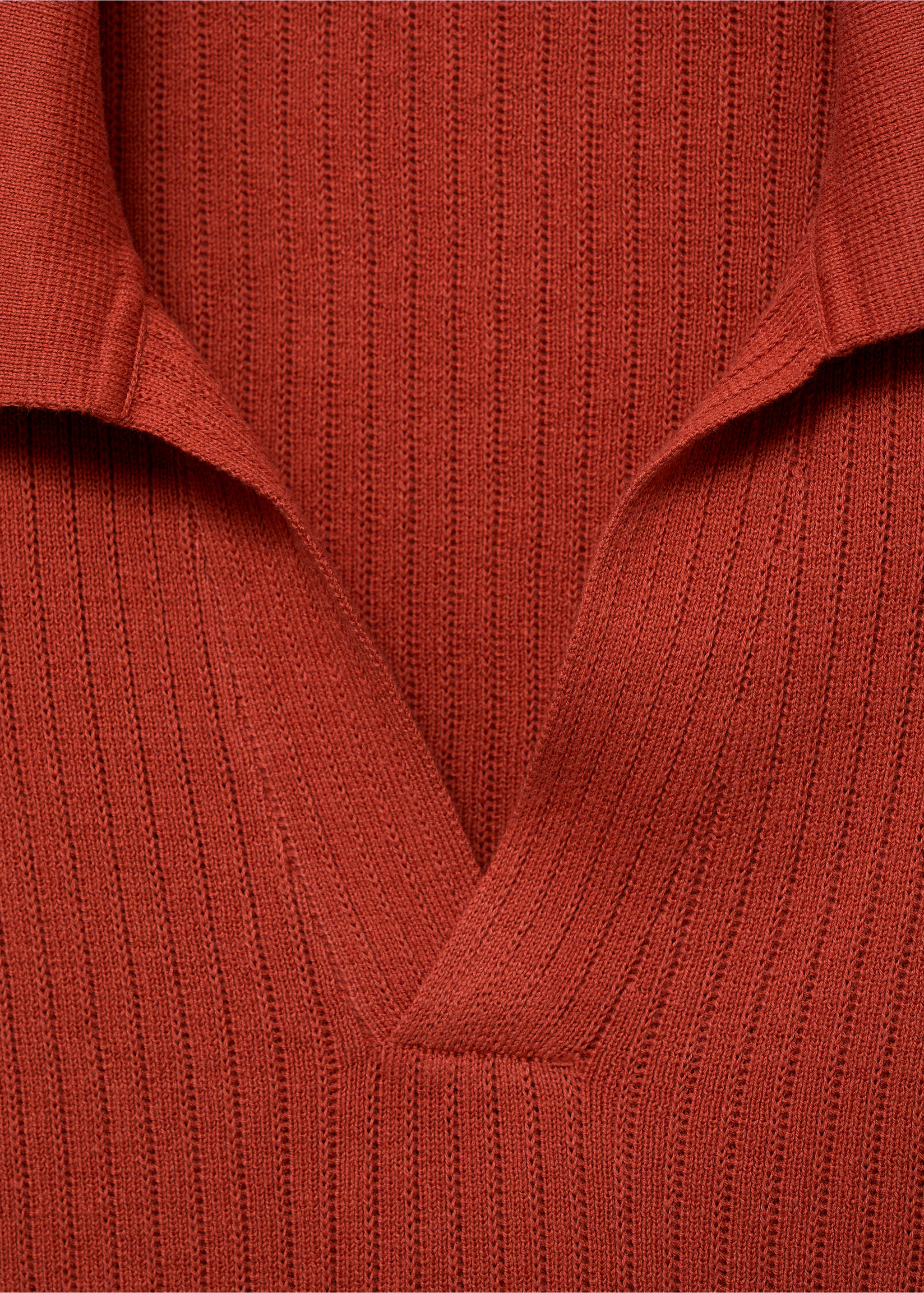 Polo de 100% algodão com estrutura canelada - Pormenor do artigo 8, Vermelho. Ref: 87087896-00.