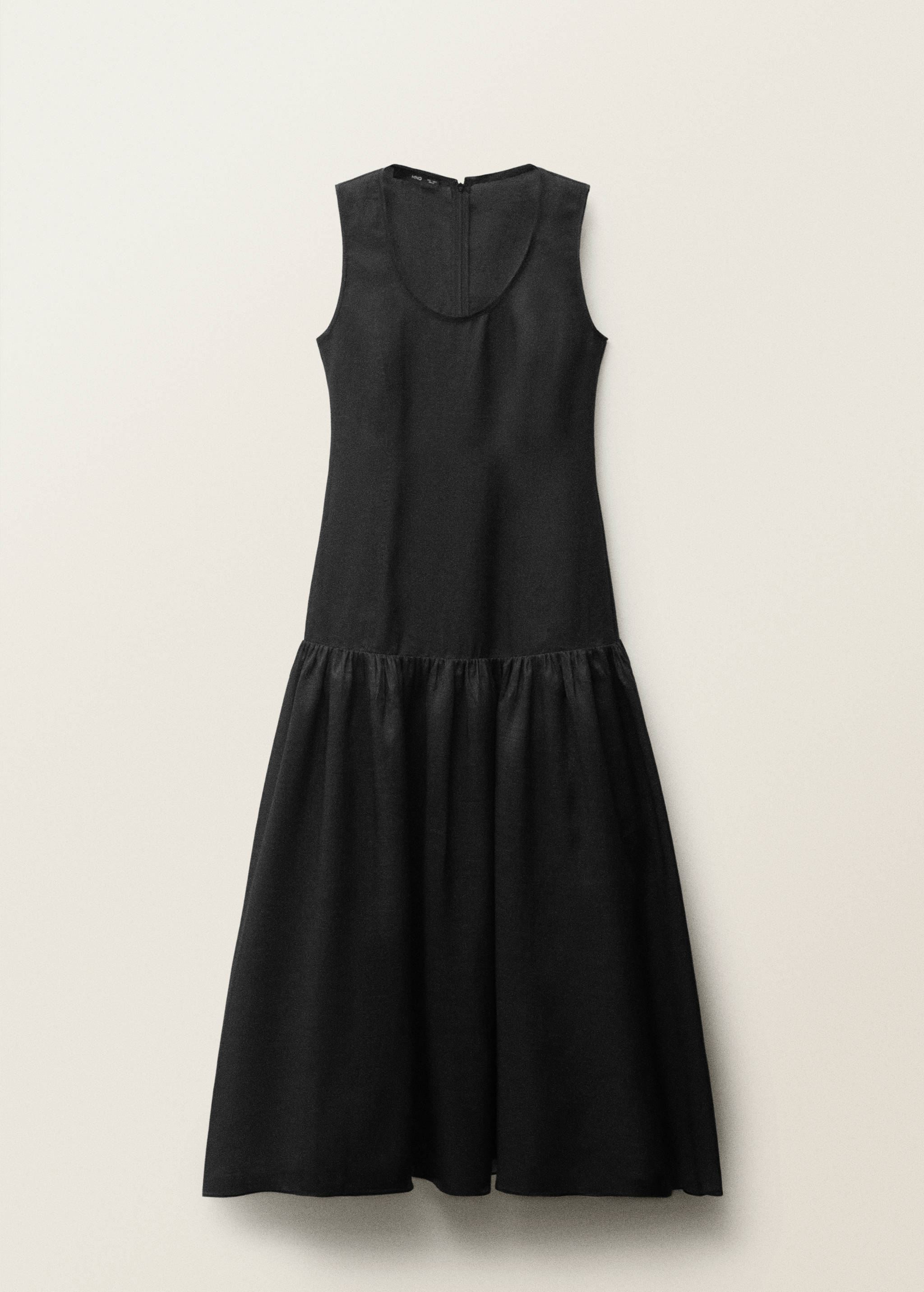 Long linen dress with gathered panel - Article without model