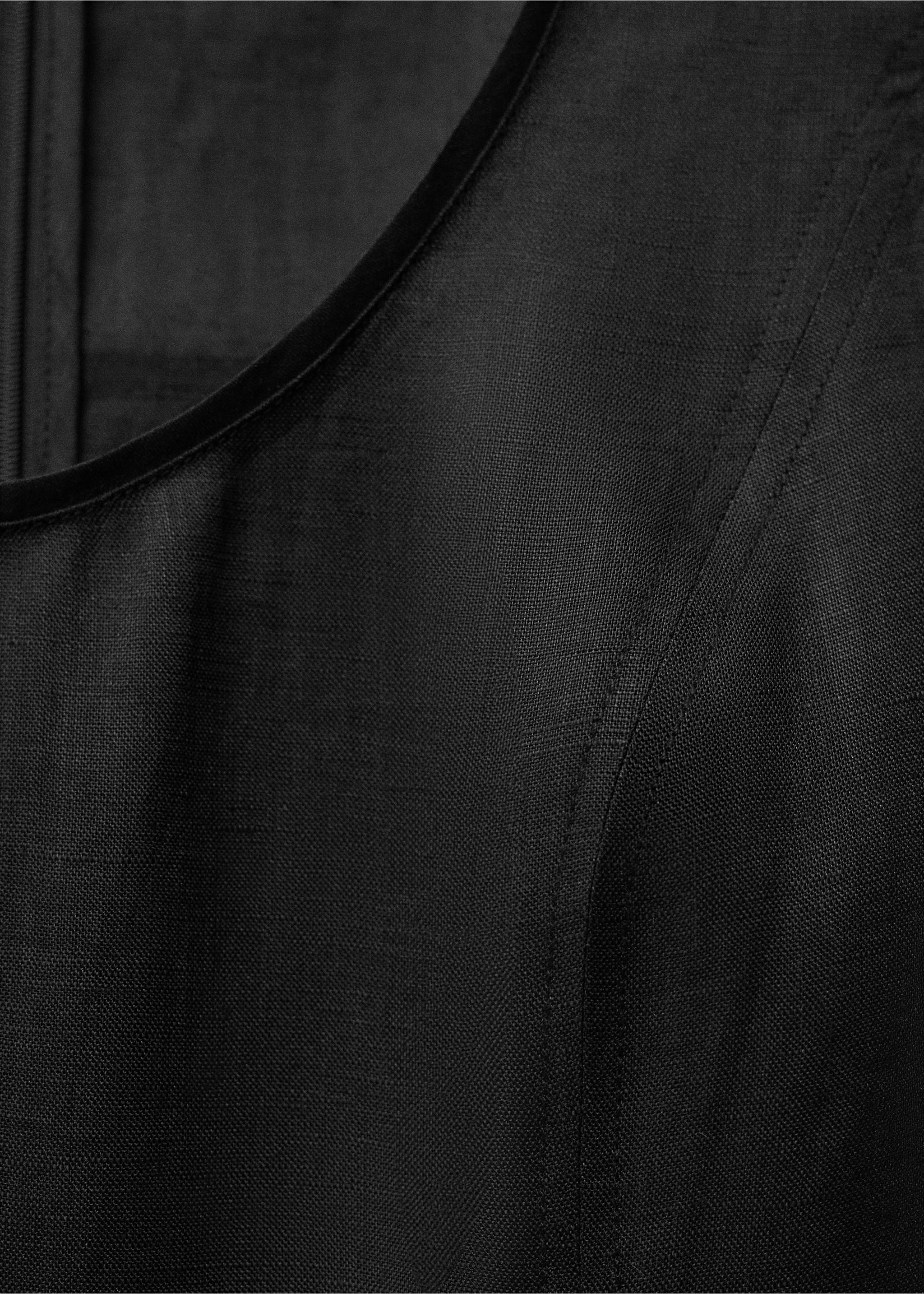 Rochie lungă din in cu panou împletit - Detaliu al articolului 0, Negru. Ref: 87087899-00.