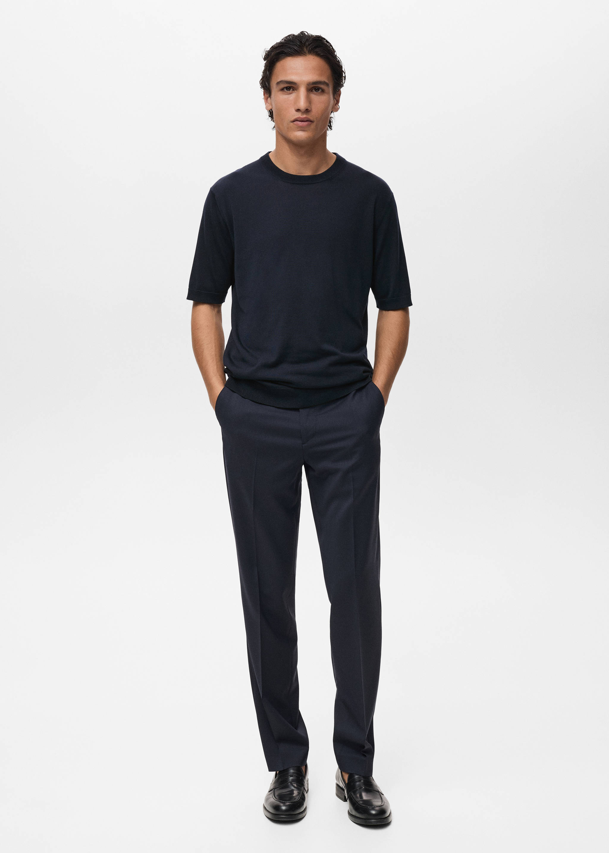 Feinstrick-T-Shirt aus Lyocell - Allgemeine Ansicht