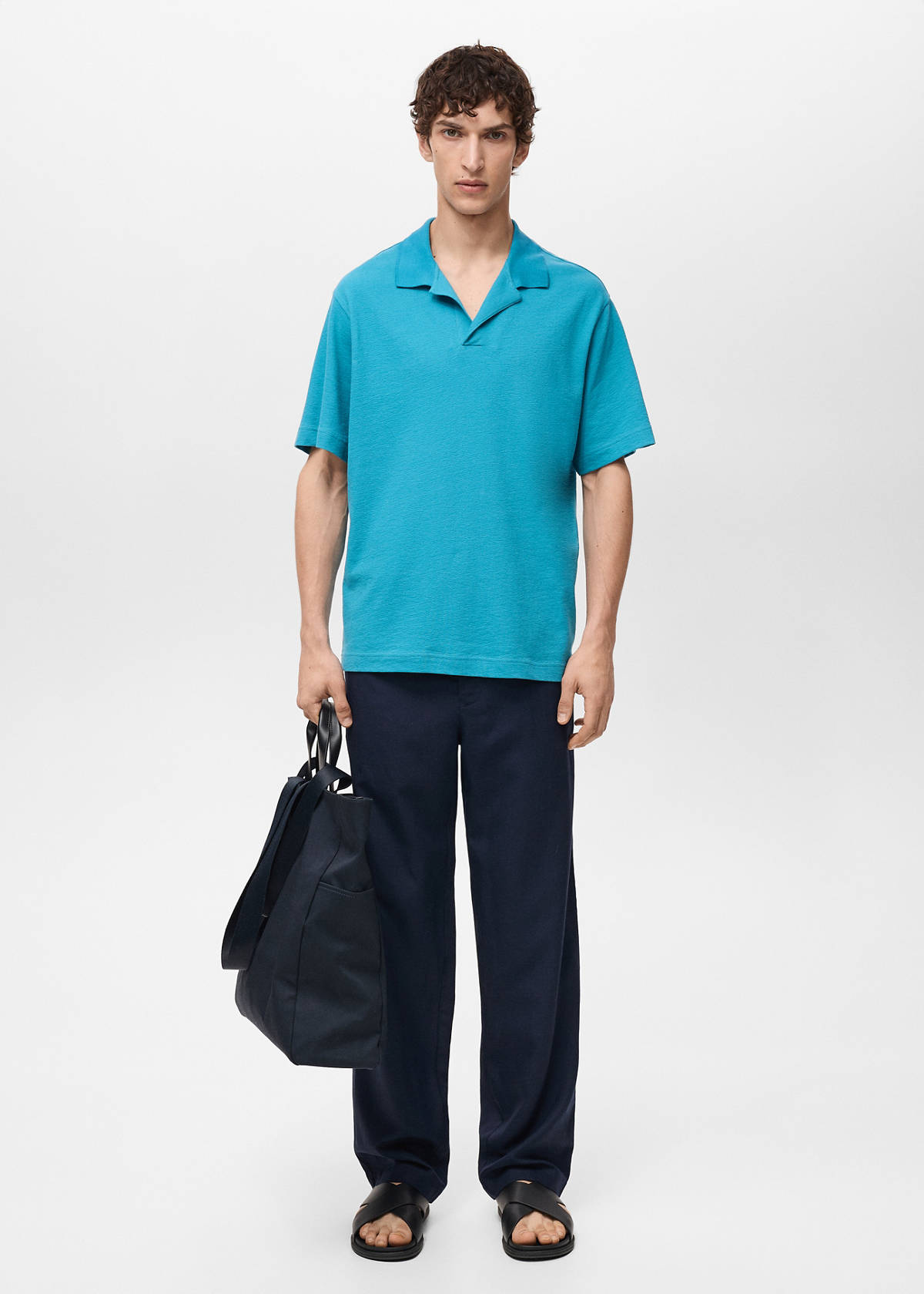 Textured cotton relaxed-fit polo shirt