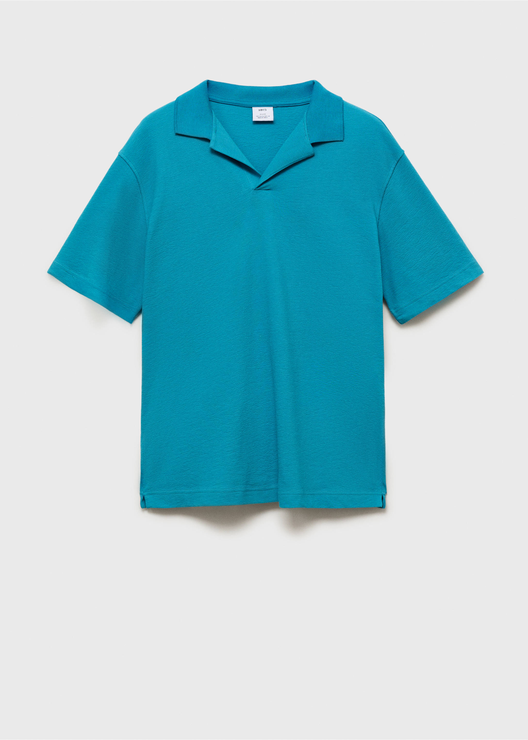 Polo coton relaxed-fit texturé - Article sans modèle, Turquoise. Ref: 87087901-00.