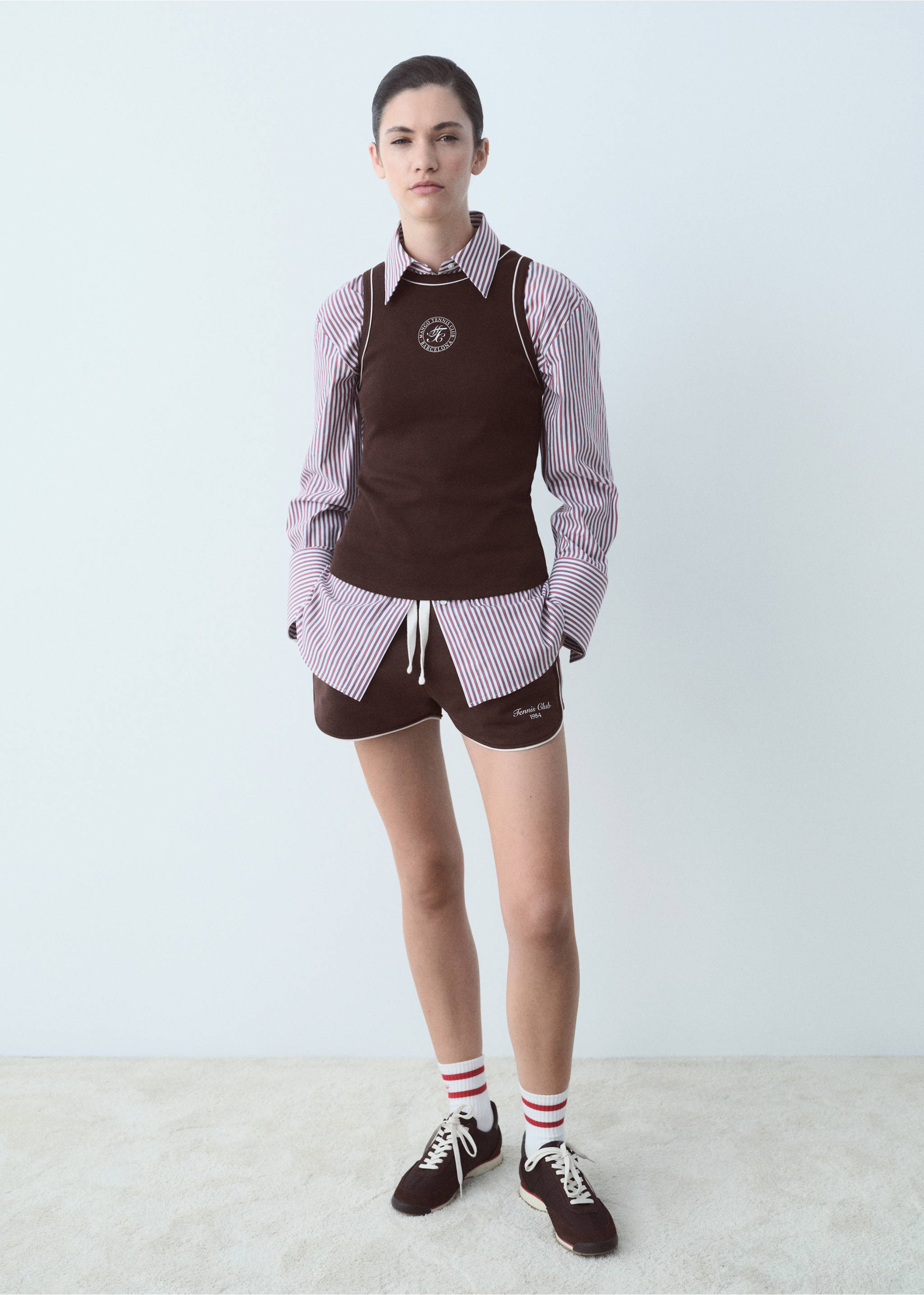 Cotton shorts with printed message - General plane, Brown. Ref: 87087902-00.