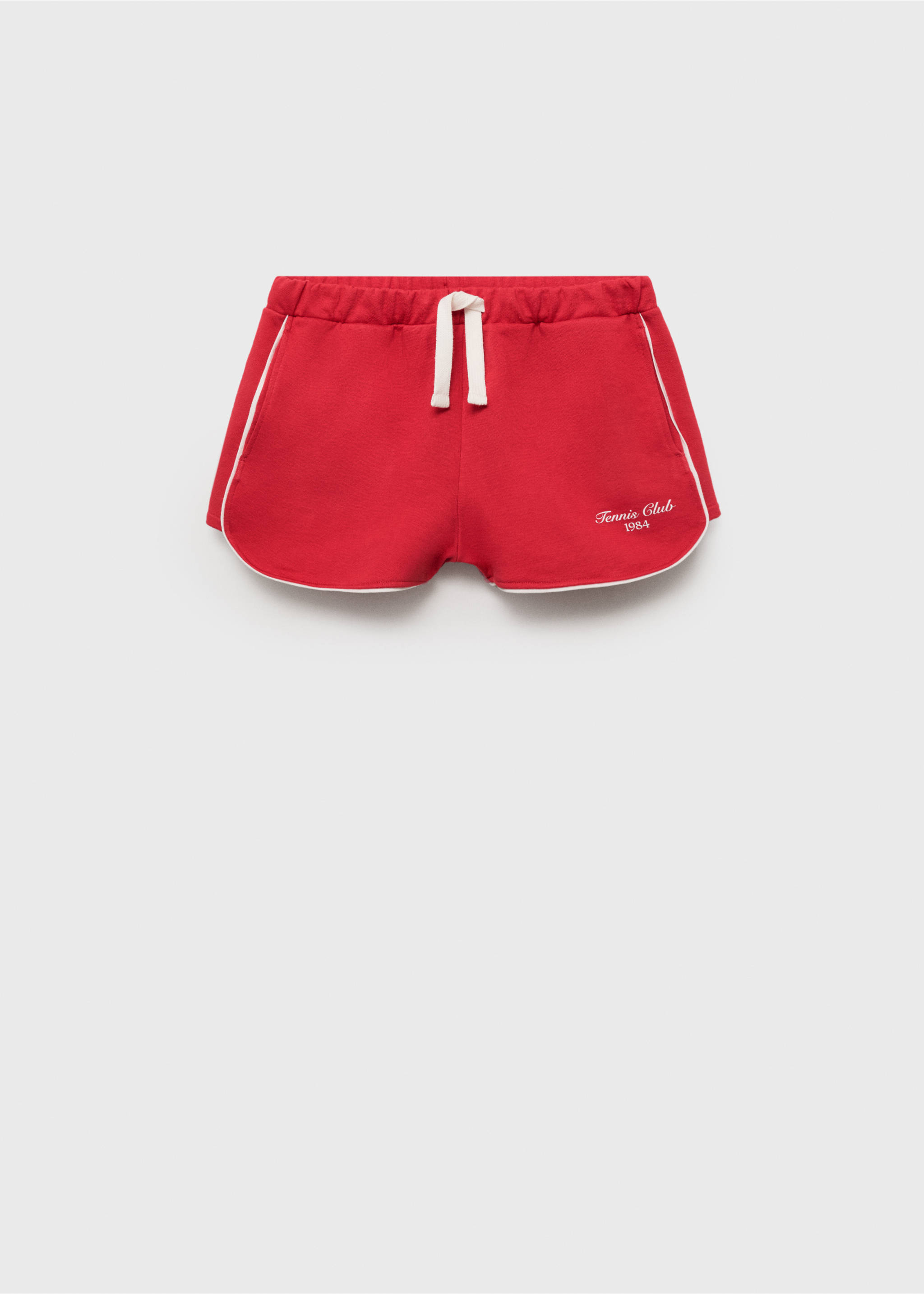 Cotton shorts with printed message - Article without model, Red. Ref: 87087902-00.