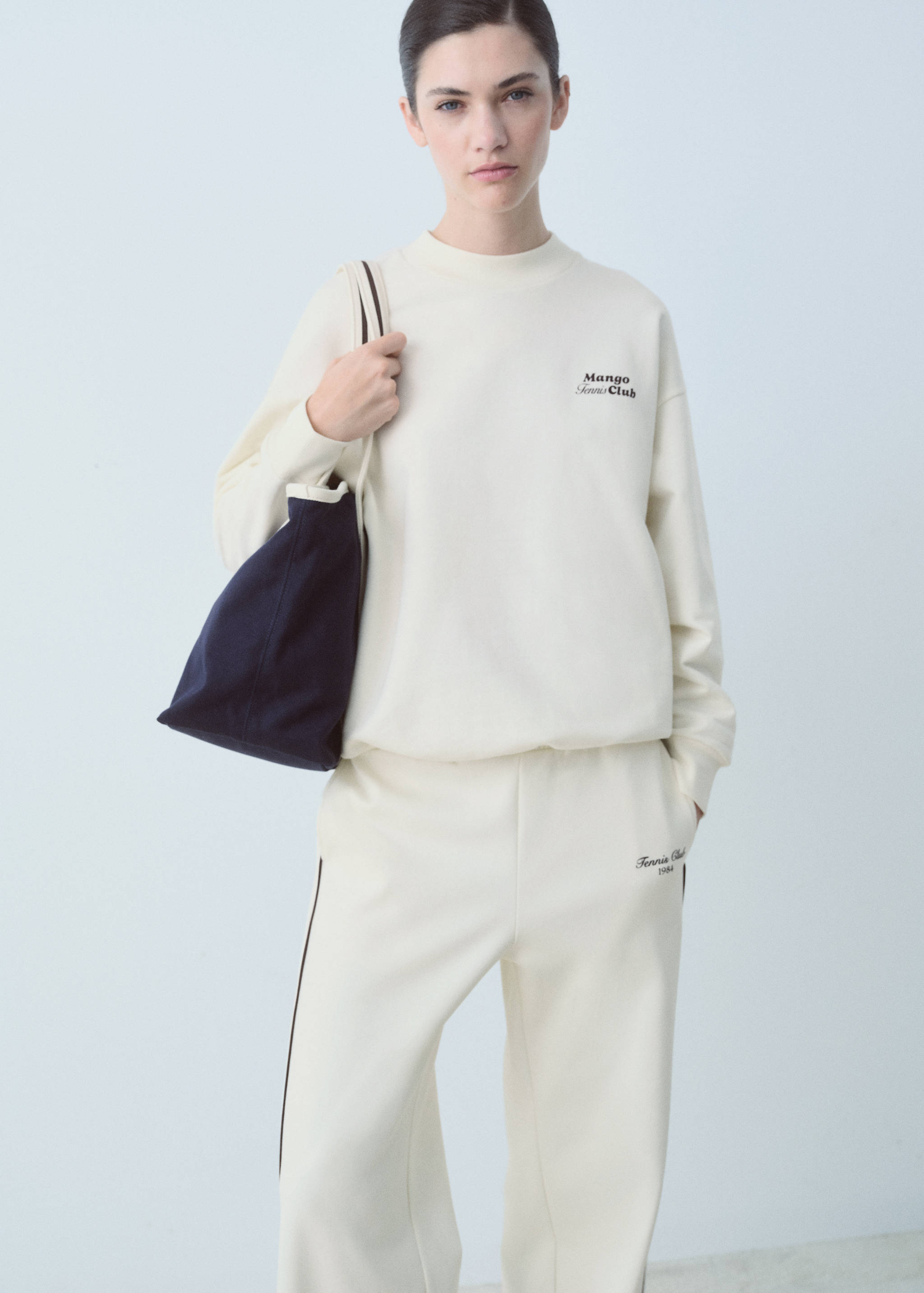 Baumwoll-Sweatshirt mit aufgedrucktem Schriftzug - Mittlere Ansicht