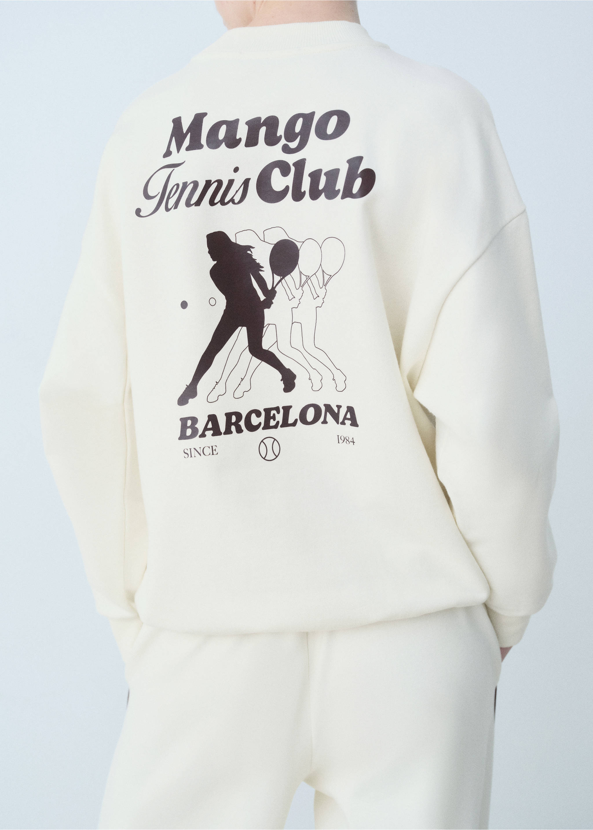 Baumwoll-Sweatshirt mit aufgedrucktem Schriftzug - Rückseite des Artikels, Ecru. Ref: 87087903-00.