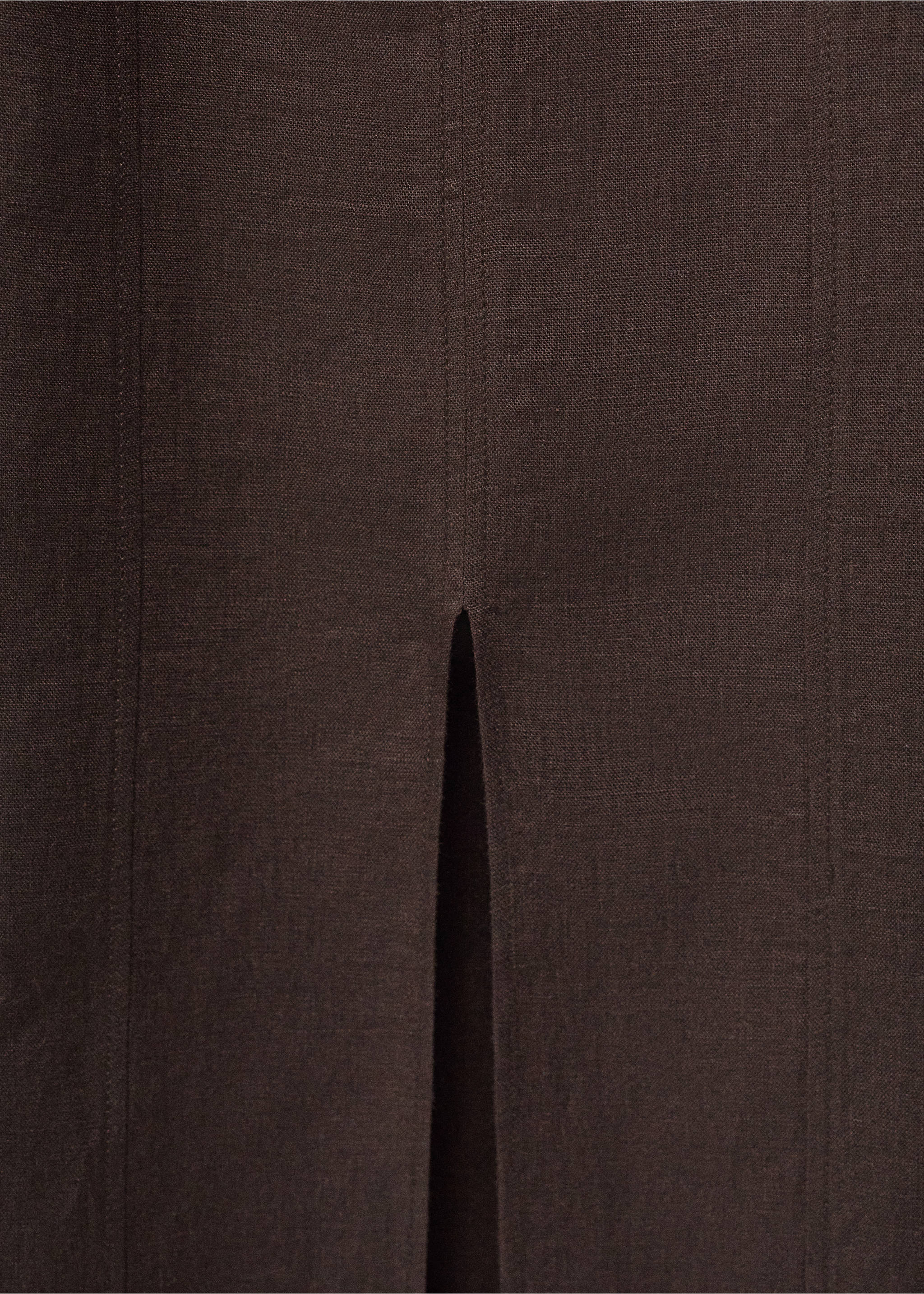 Linen midi-dress with front opening - Details of the article 0, Brown. Ref: 87087906-00.