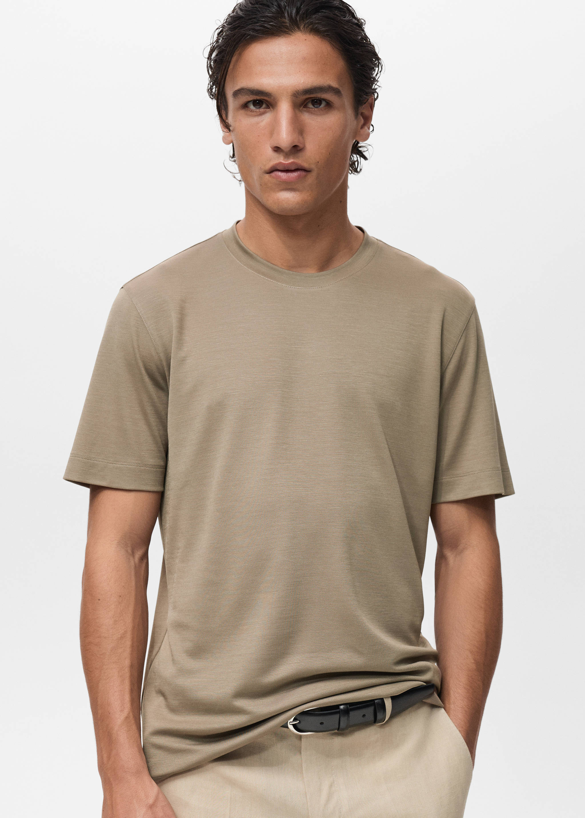 Short-sleeved lyocell t-shirt - Medium plane