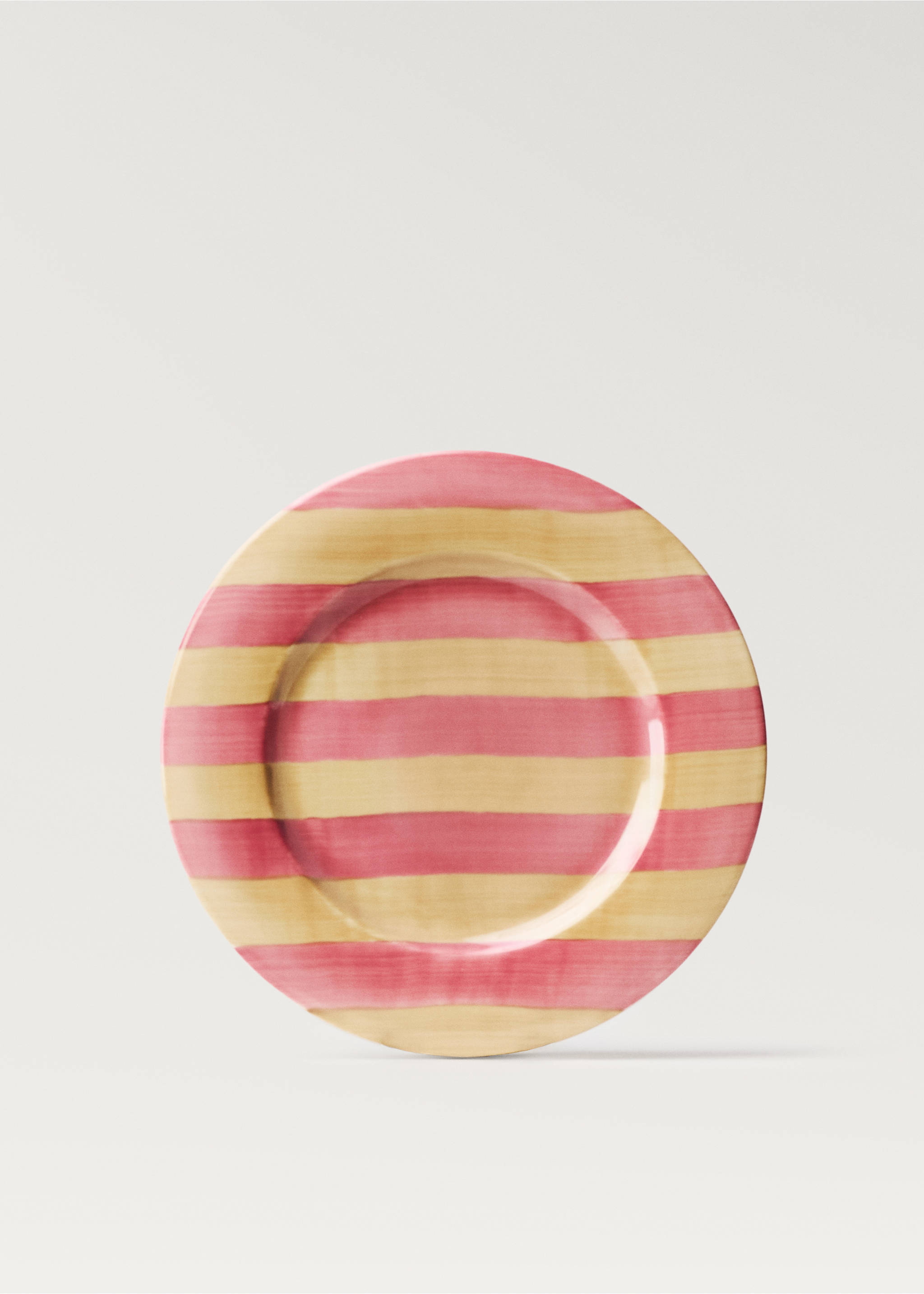 Platzteller aus Steingut mit Streifen - Artikel ohne Model, Rosa. Ref: 87087909-00.