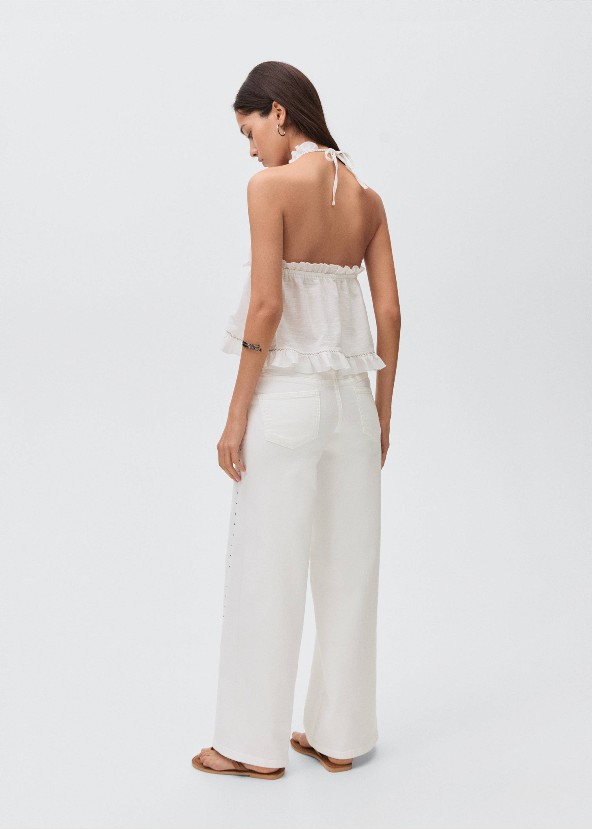 Jeans low waist tachuelas - Reverso del artículo, Blanco roto. Ref: 87088260-00.