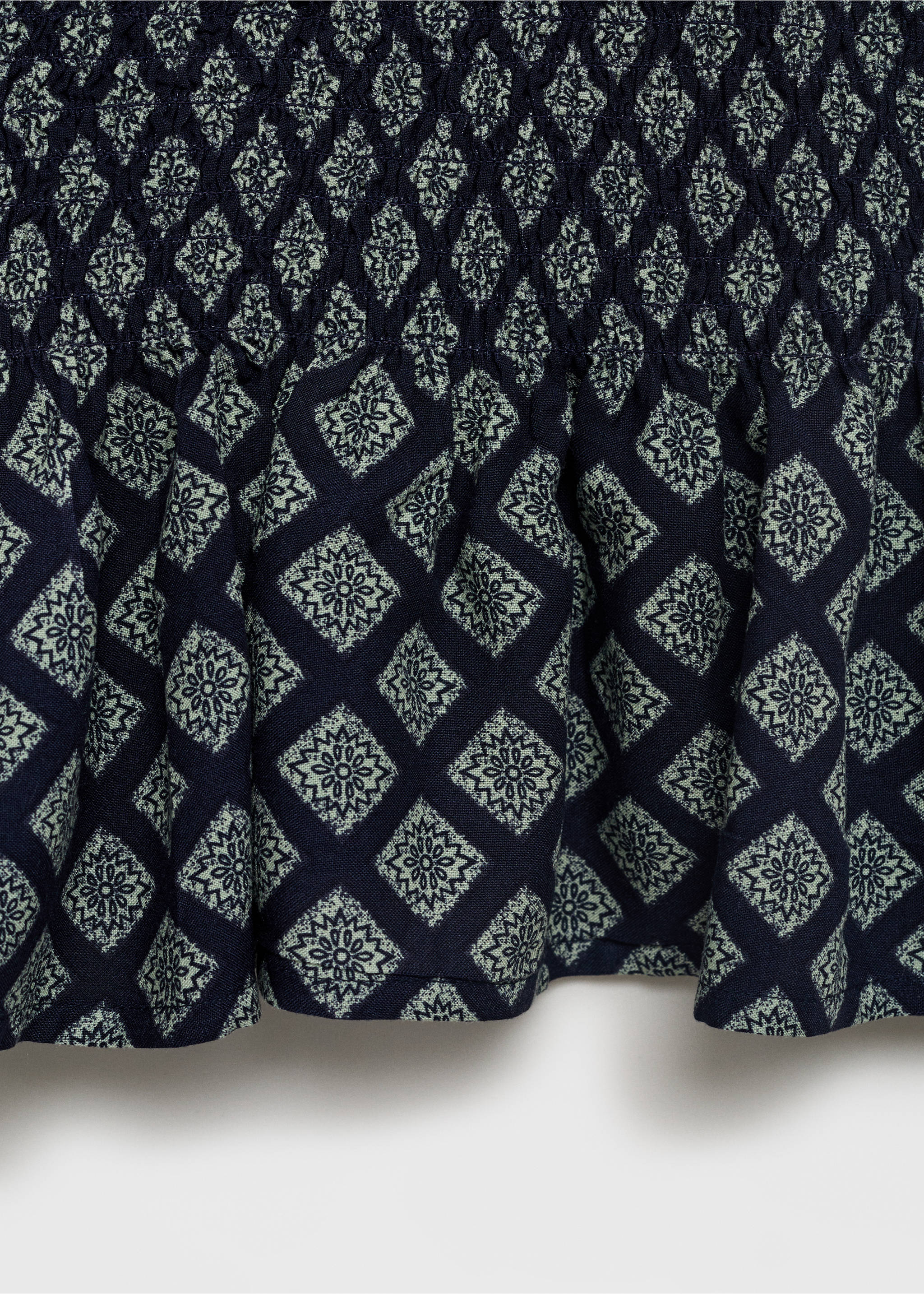 Ruffle printed top - Details of the article 0, Navy. Ref: 87088264-00.