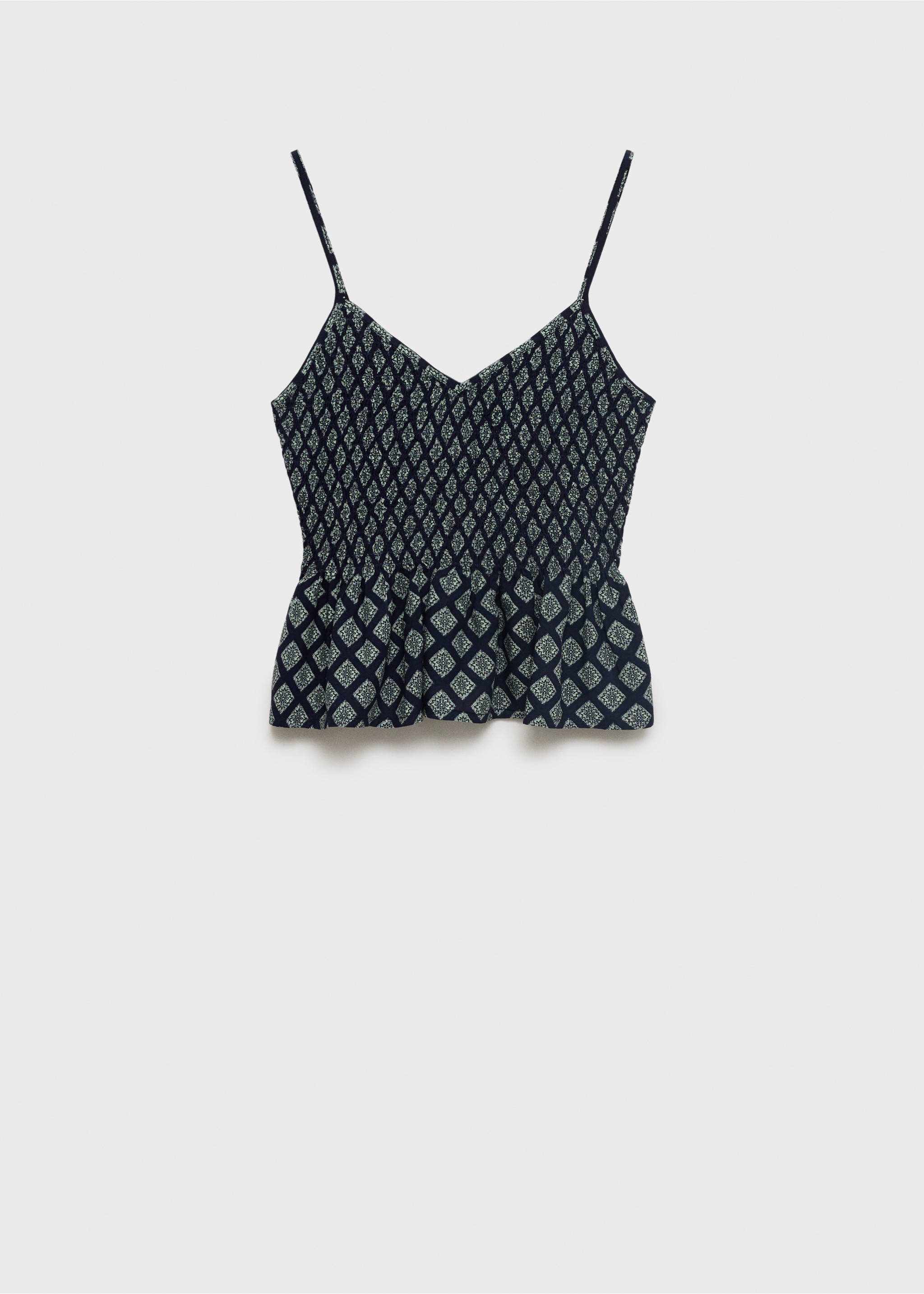 Ruffle printed top - Article without model, Navy. Ref: 87088264-00.