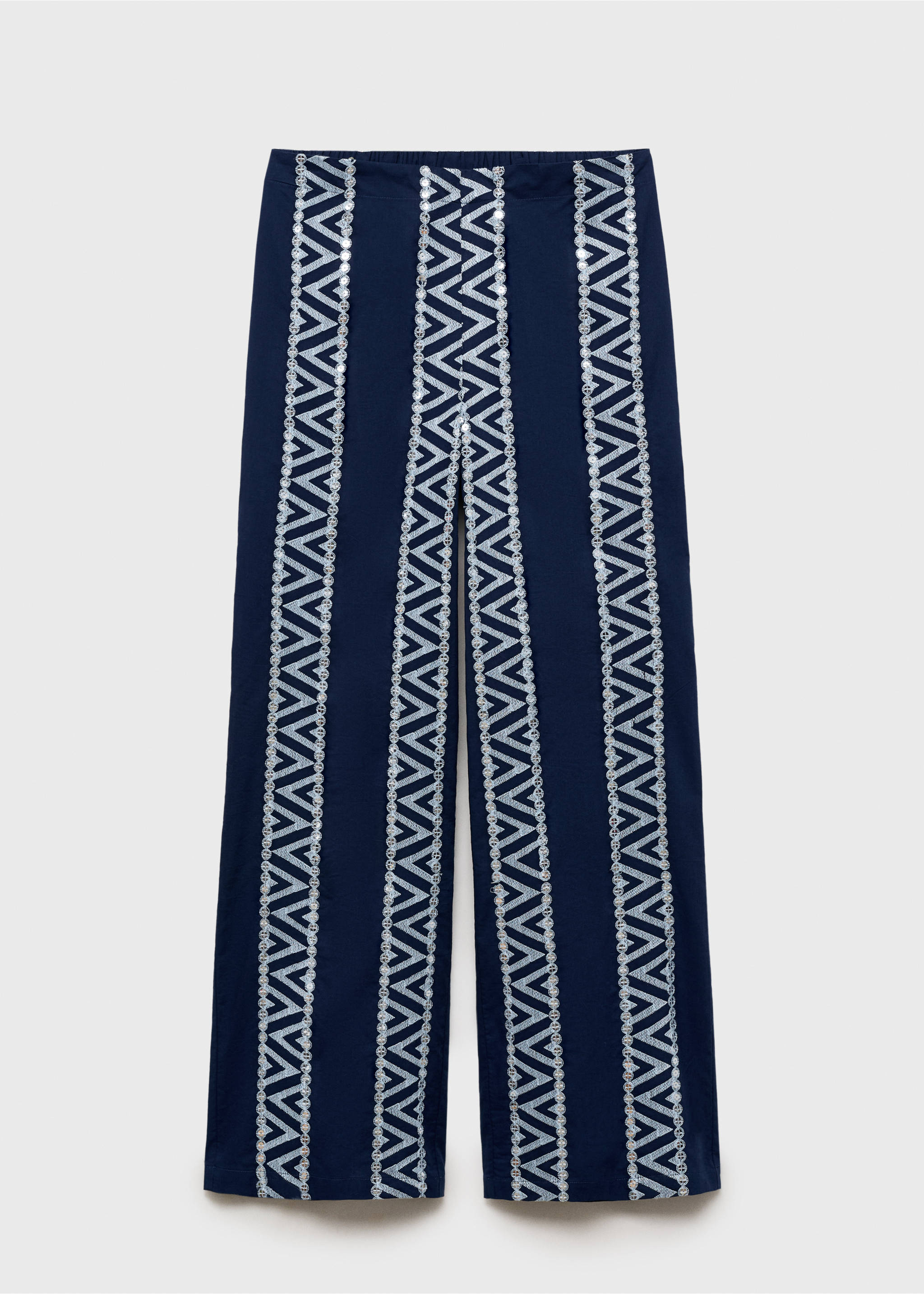 Embroidered straight-fit trousers - Article without model, Navy. Ref: 87088269-00.