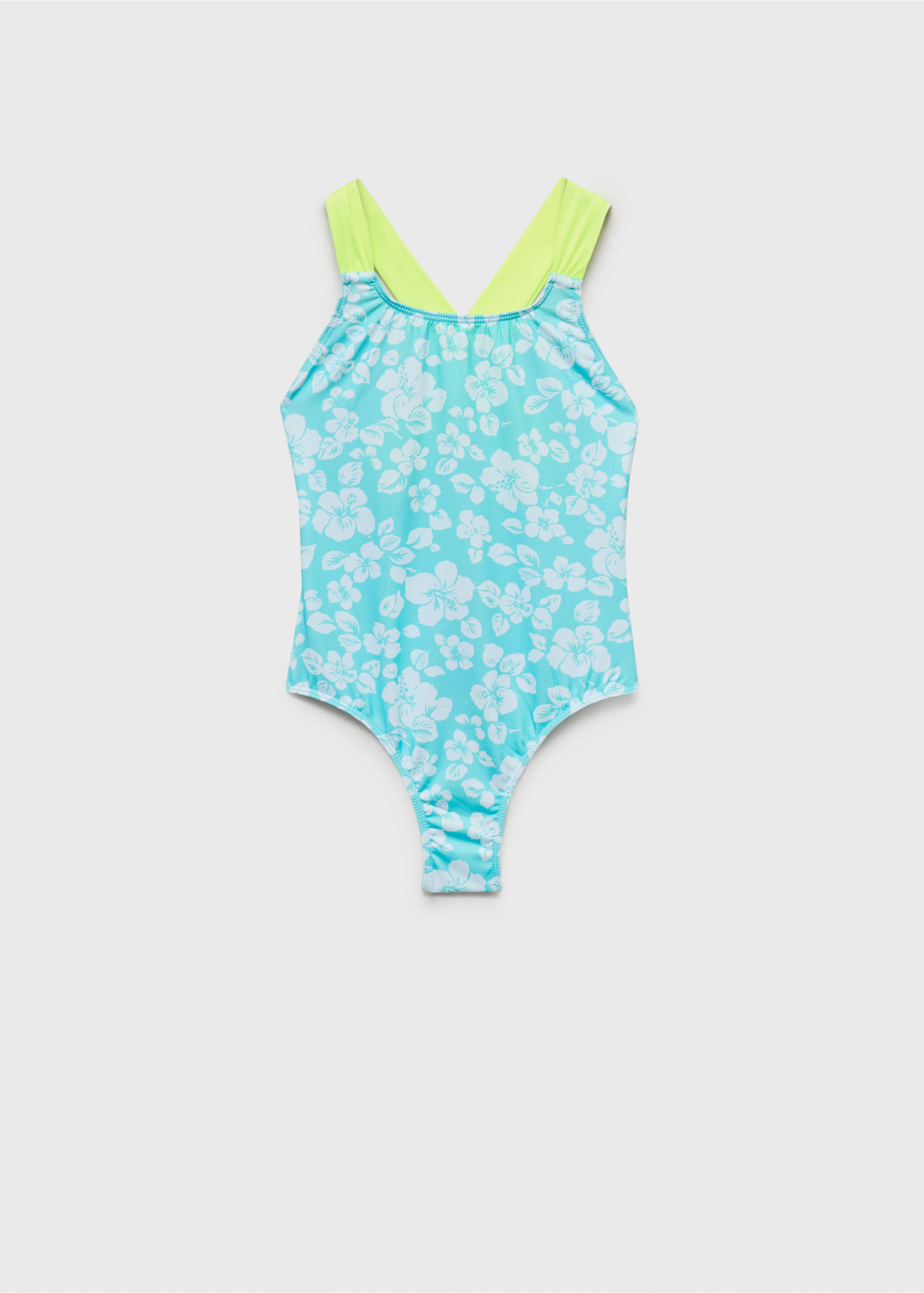 Cross-back printed swimsuit - Article without model, Aqua Green. Ref: 87088270-00.