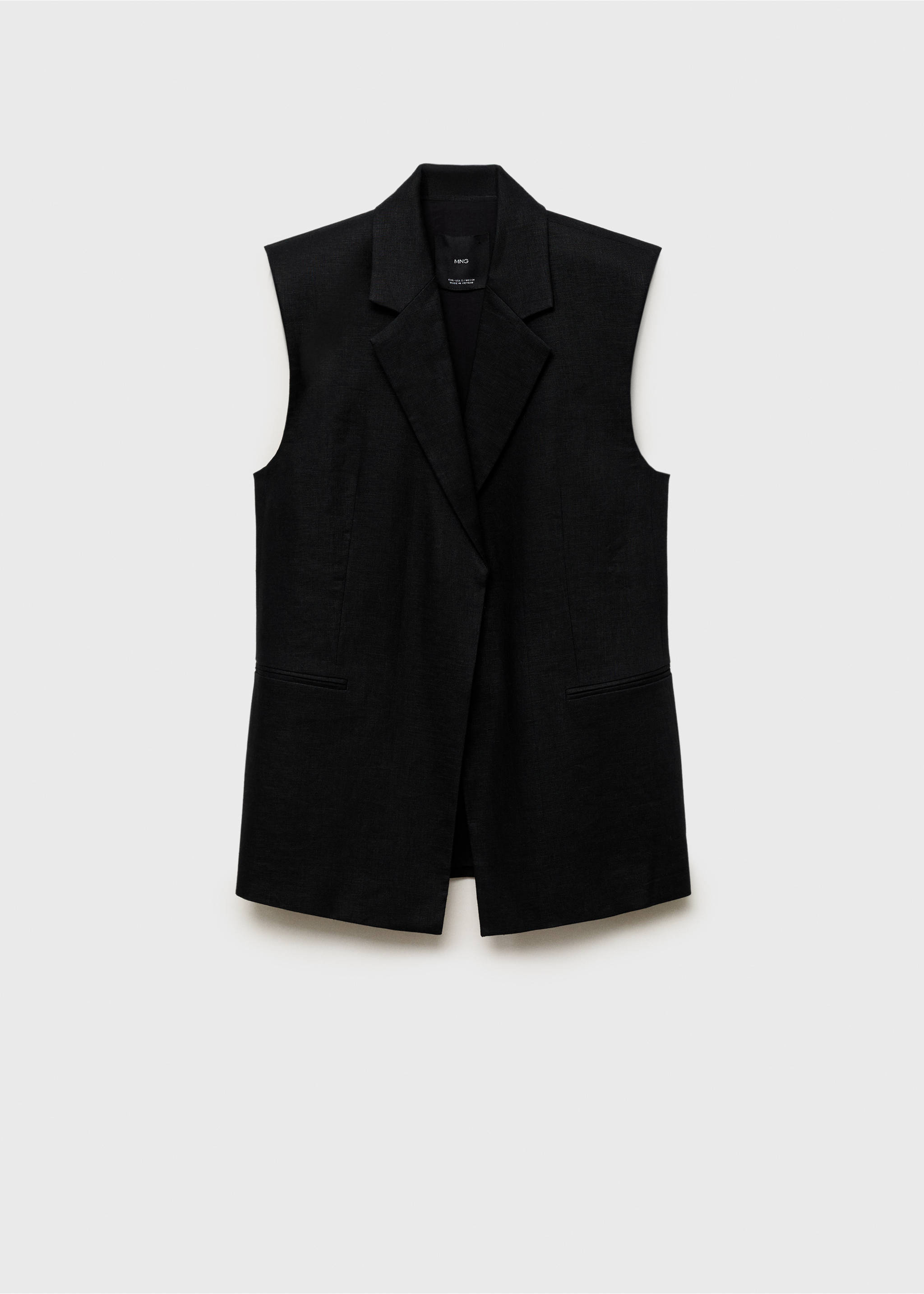 Kamizelka garniturowa lniana - Artykuł bez modela/modelki, Czarny. Ref: 87088639-00.