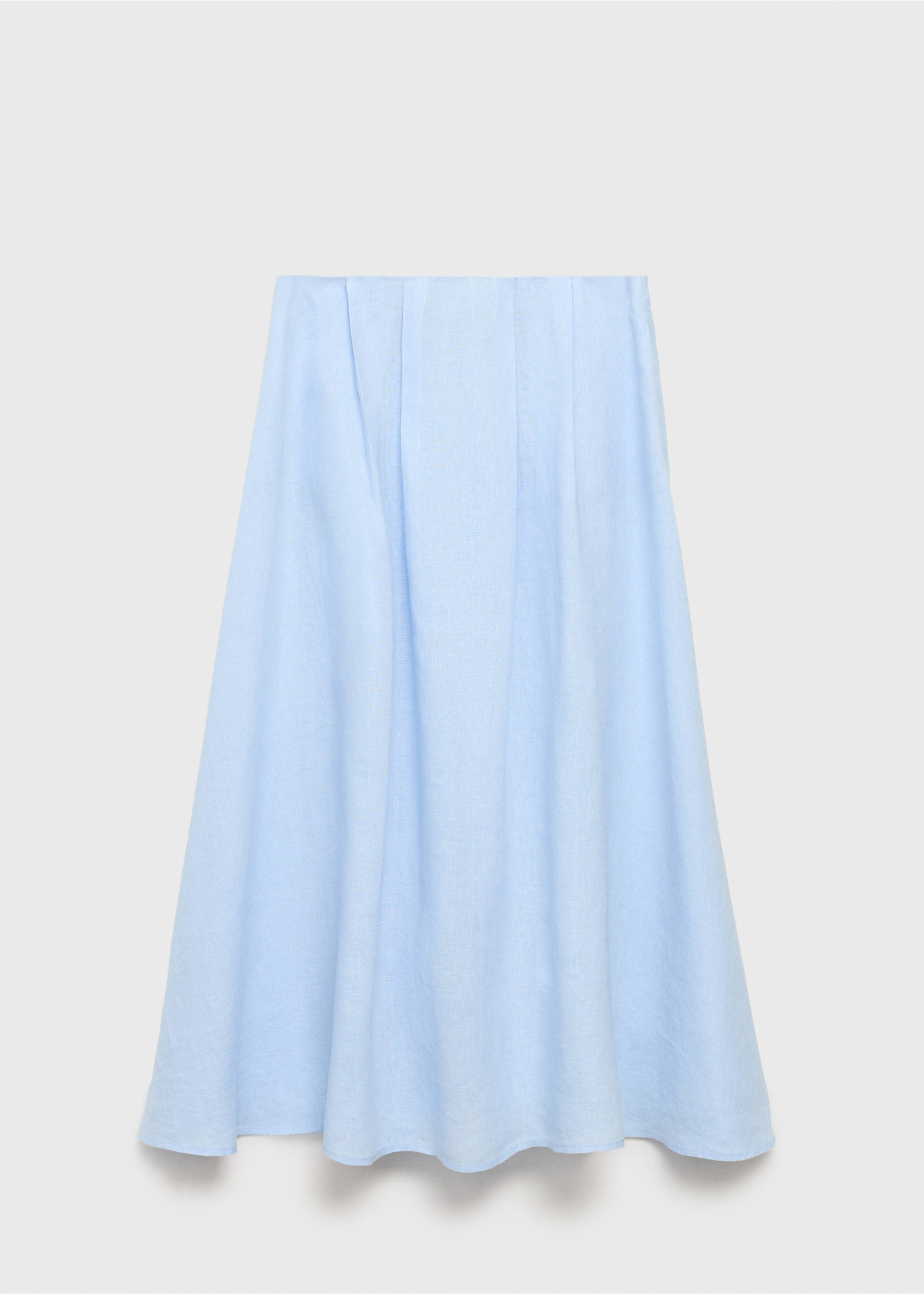 Linent skirt with pleat detail - Article without model, Sky Blue. Ref: 87088640-00.