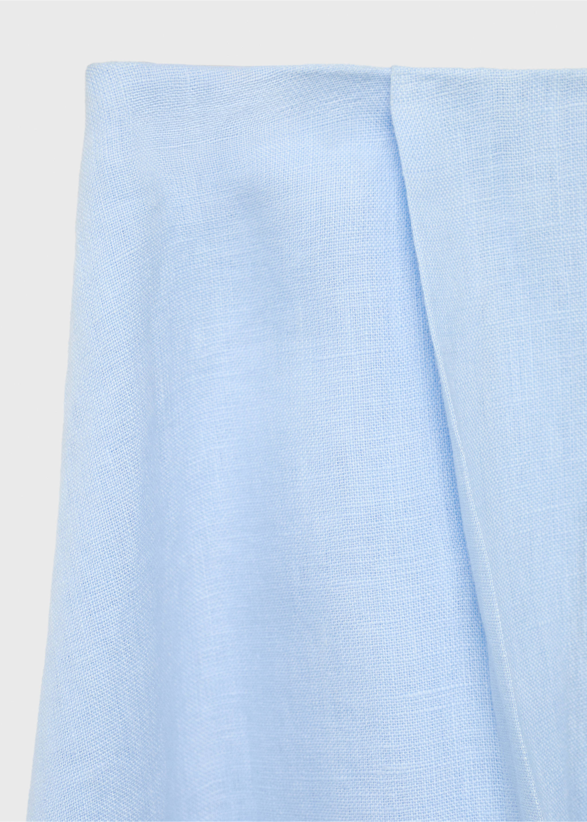 Linent skirt with pleat detail - Details of the article 8, Sky Blue. Ref: 87088640-00.