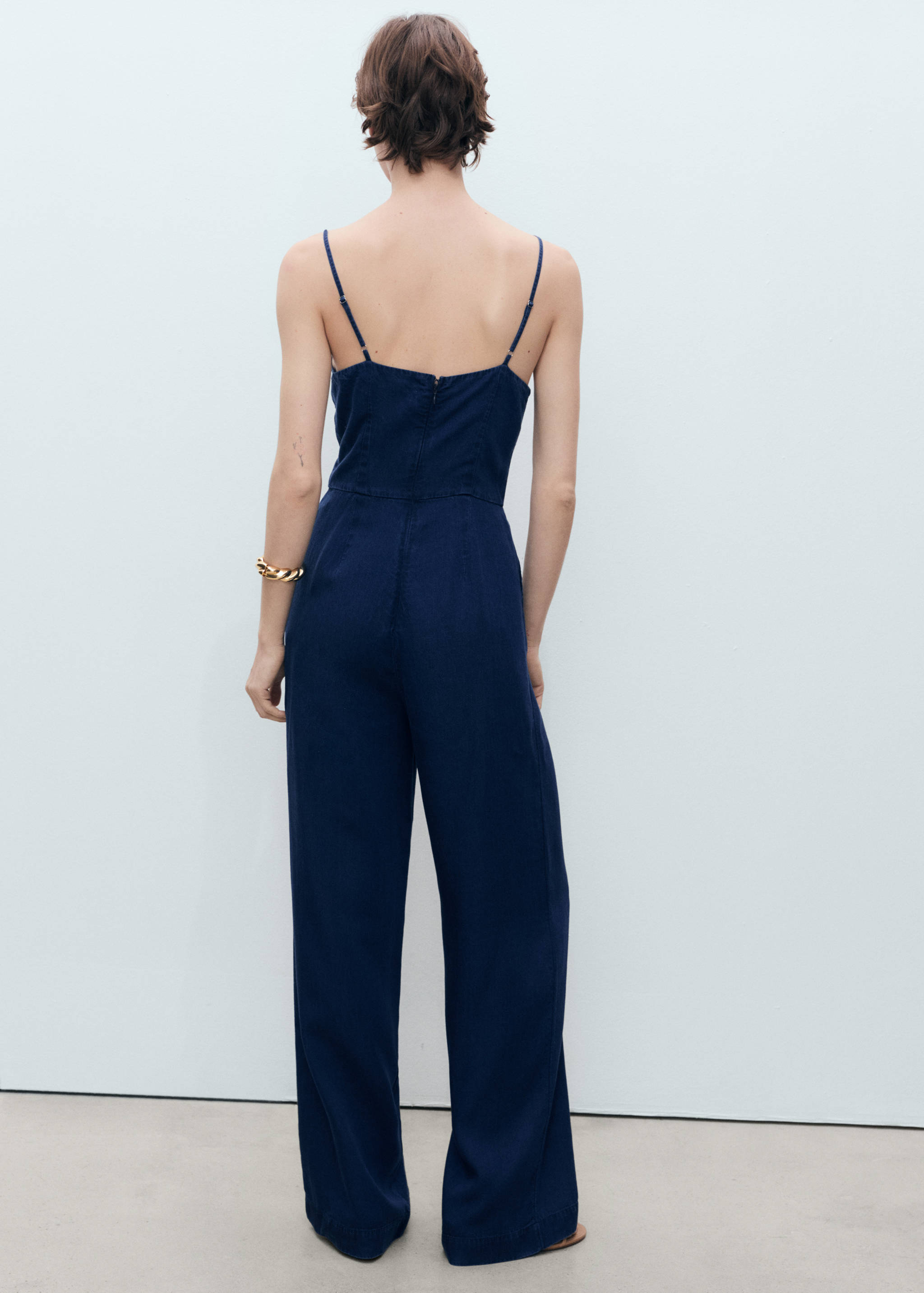 Long denim-effect jumpsuit - Reverse of the article