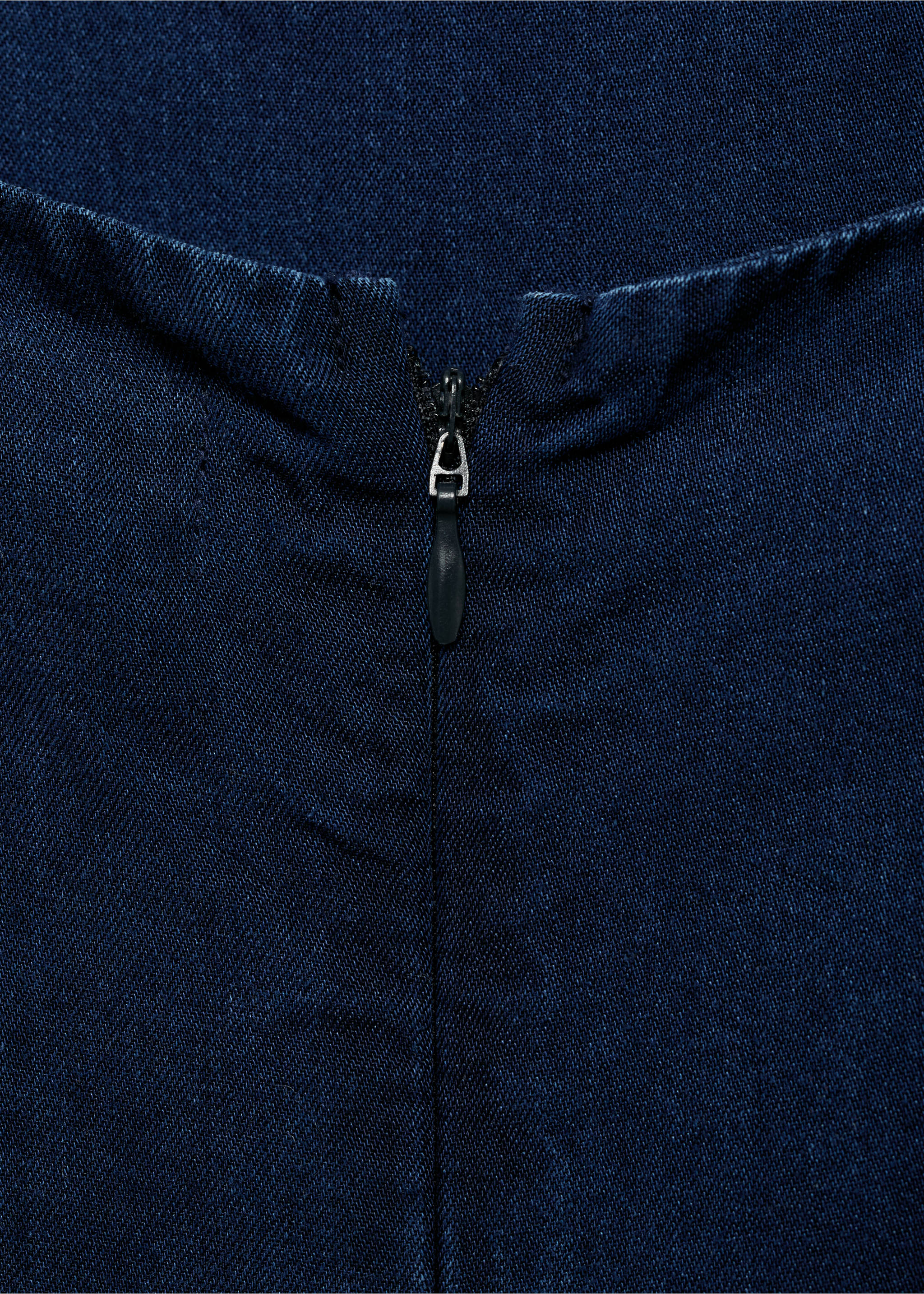 Long denim-effect jumpsuit - Details of the article 8, Dark Blue. Ref: 87088641-00.