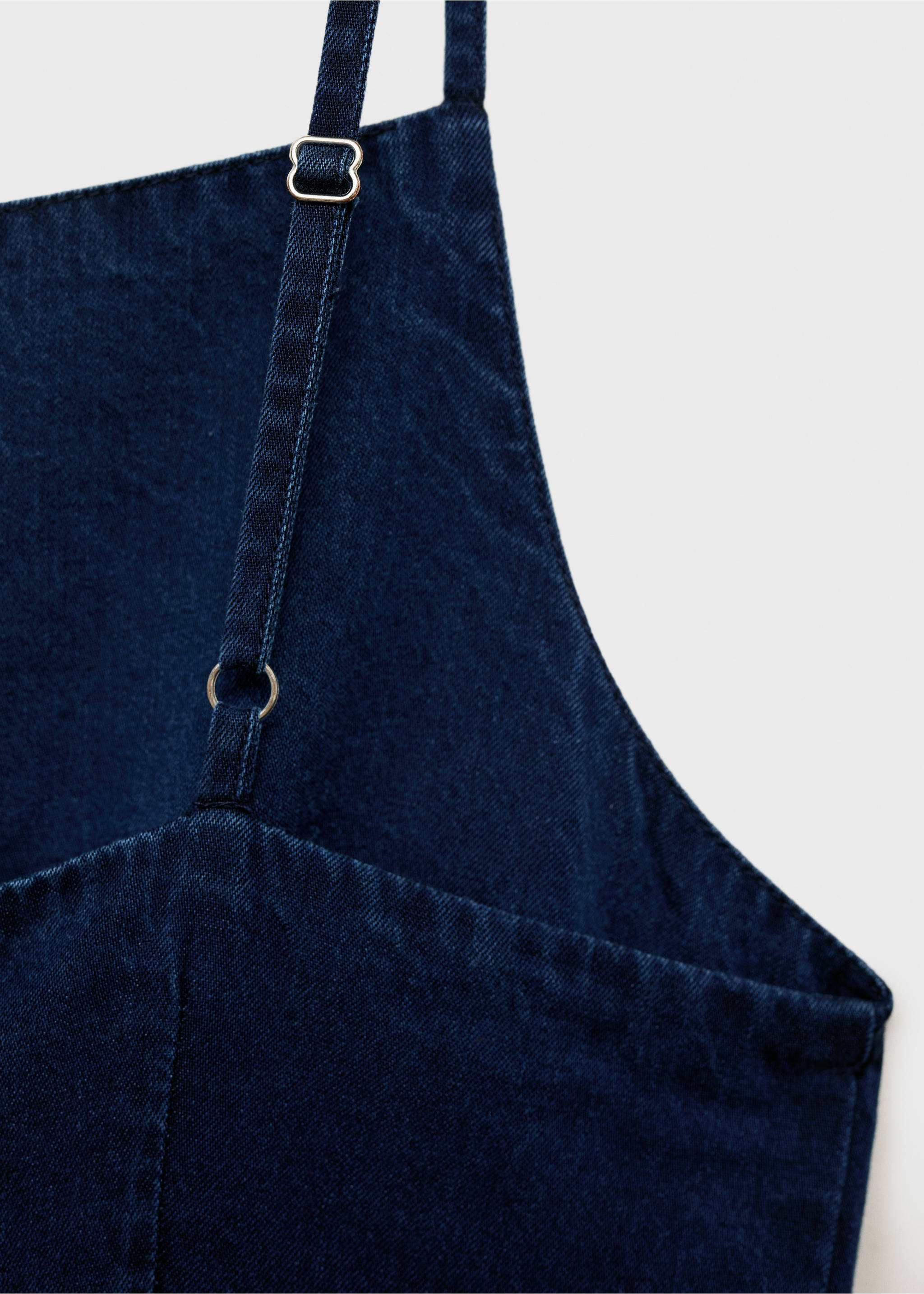Long denim-effect jumpsuit - Details of the article 0, Dark Blue. Ref: 87088641-00.