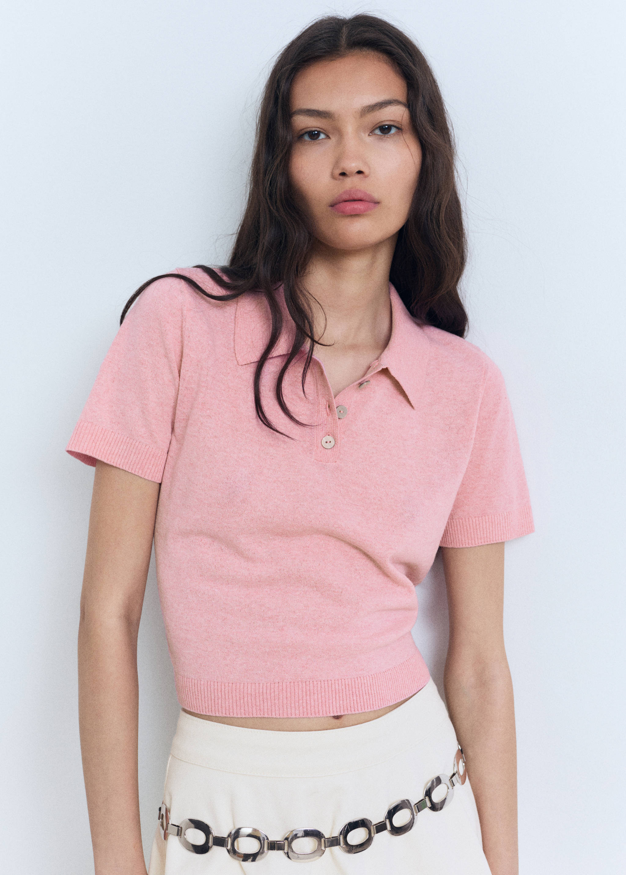 Strickpullover mit Poloshirt-Kragen - Mittlere Ansicht