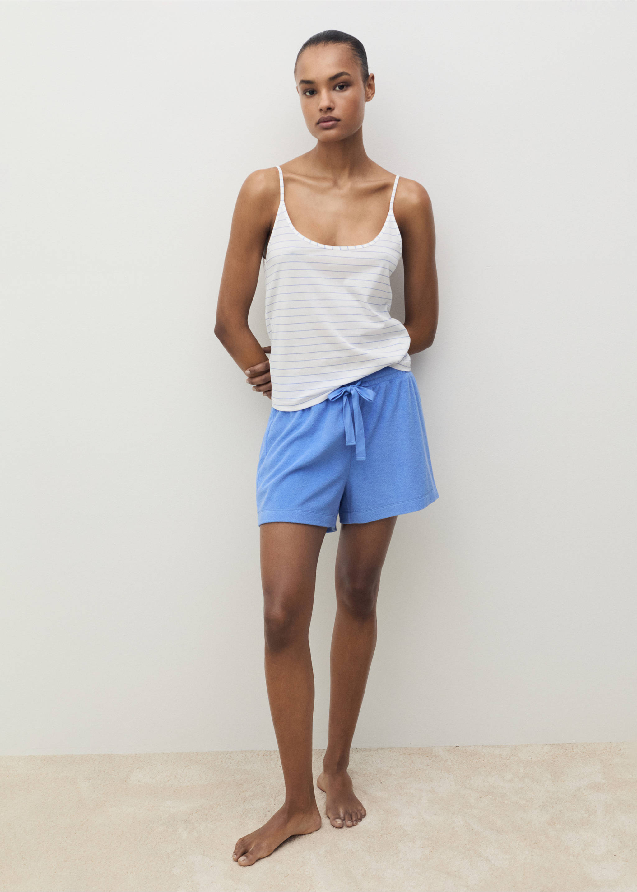 Pyjama-Top aus Baumwolle mit Streifen - Allgemeine Ansicht, Weiß. Ref: 87088650-00.