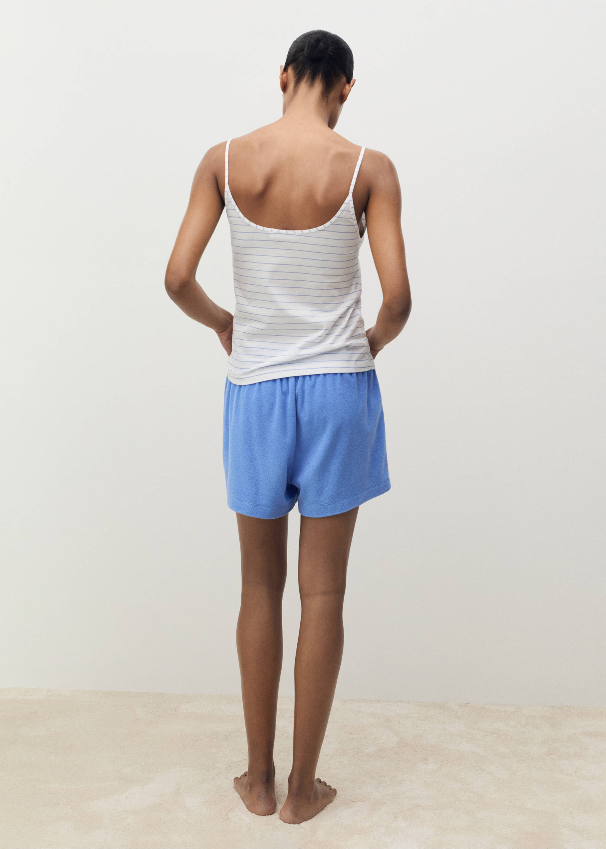 Pyjama-Top aus Baumwolle mit Streifen - Rückseite des Artikels, Weiß. Ref: 87088650-00.