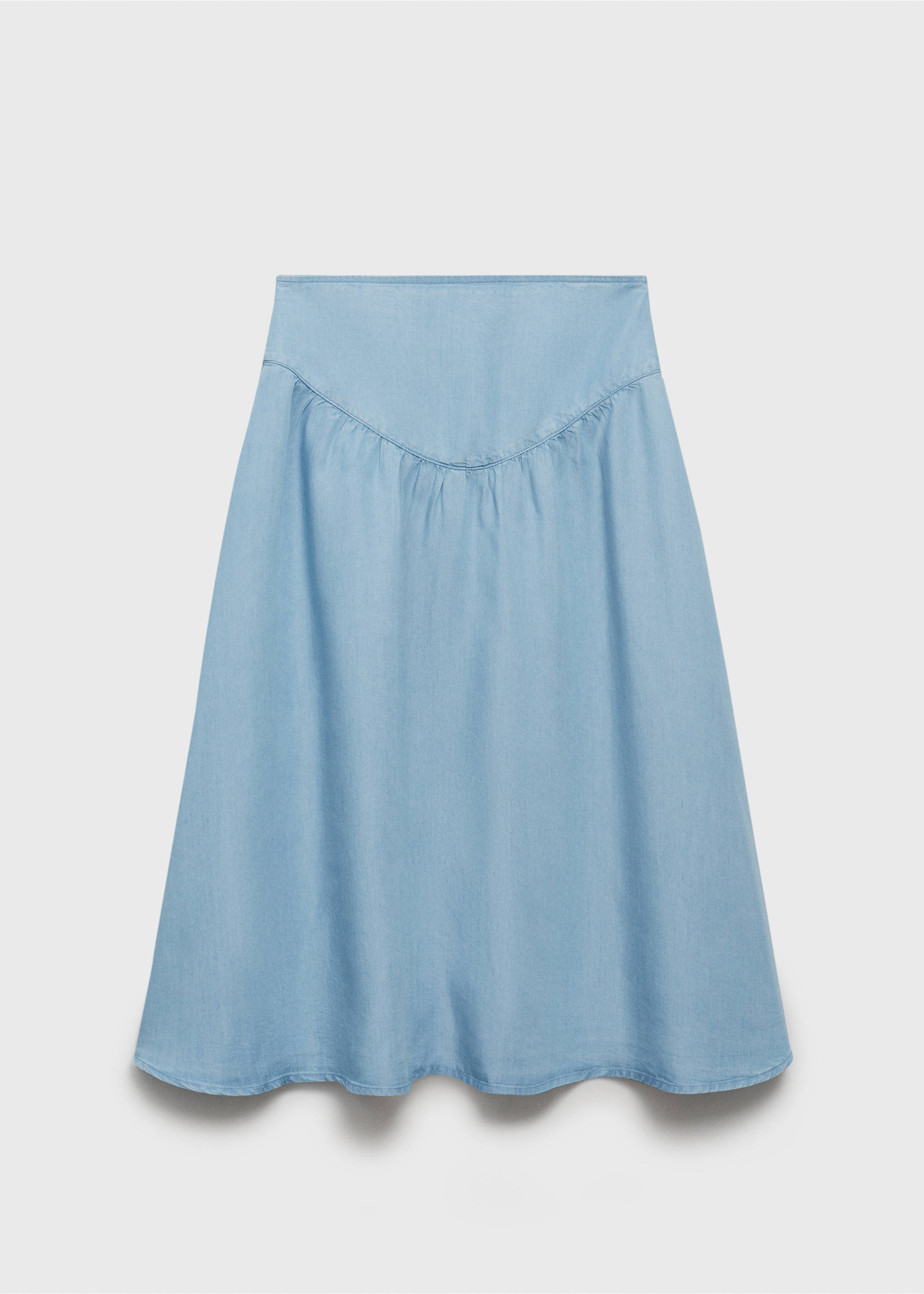 Soft denim midi-skirt with gathered detail - Article without model, Medium Blue. Ref: 87088651-00.
