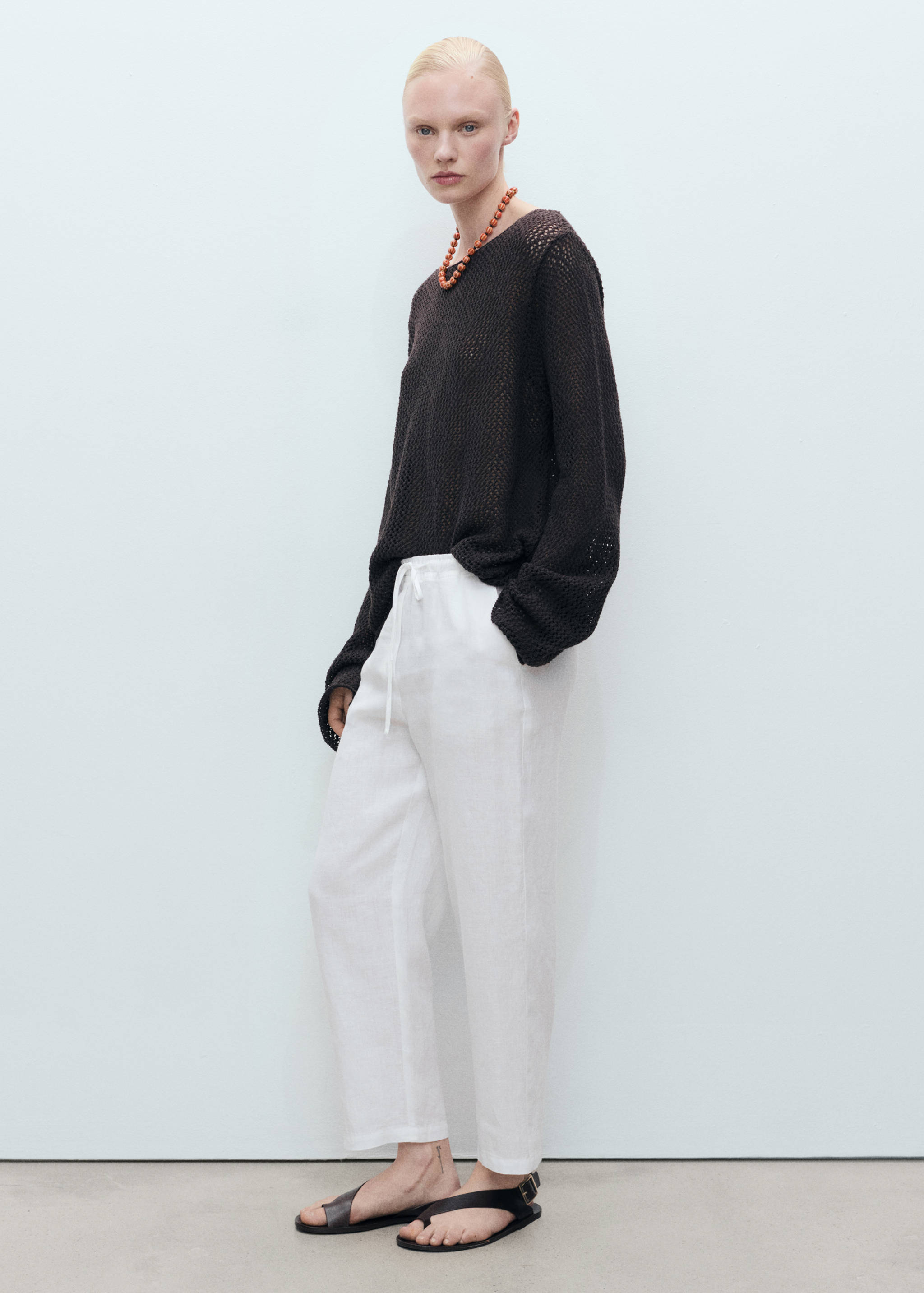 Straight linen-blend pants - General plane