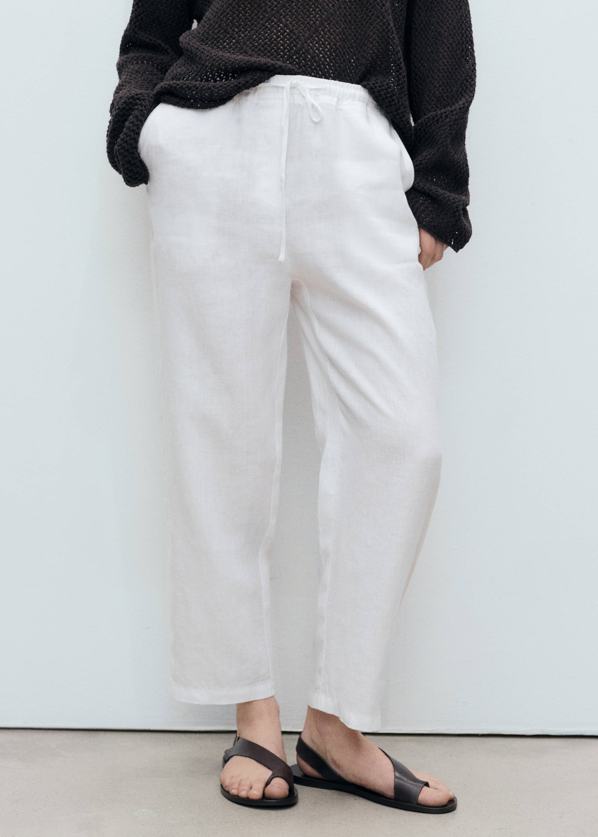 Straight linen-blend pants - Medium plane