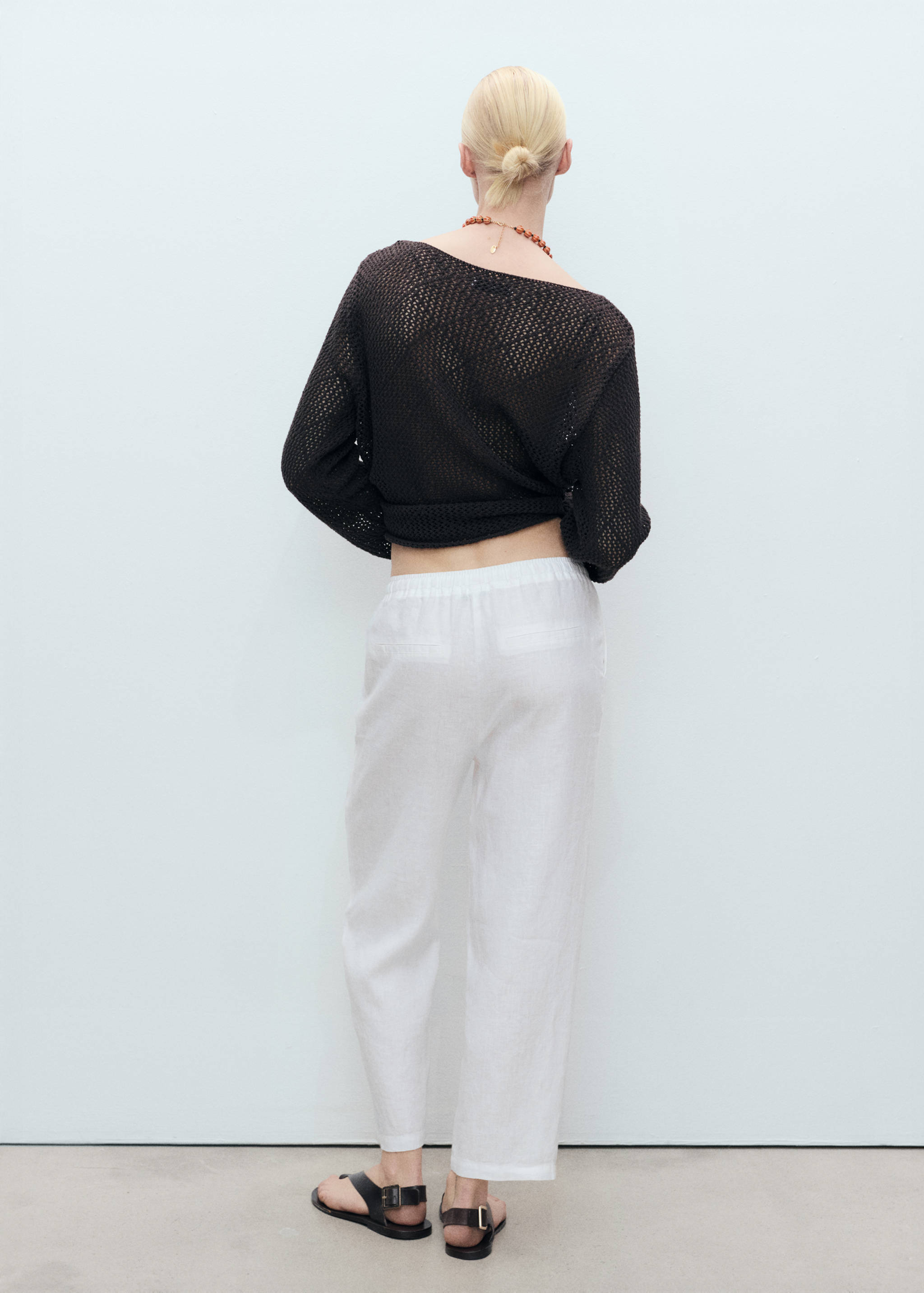 Straight linen-blend pants - Reverse of the article