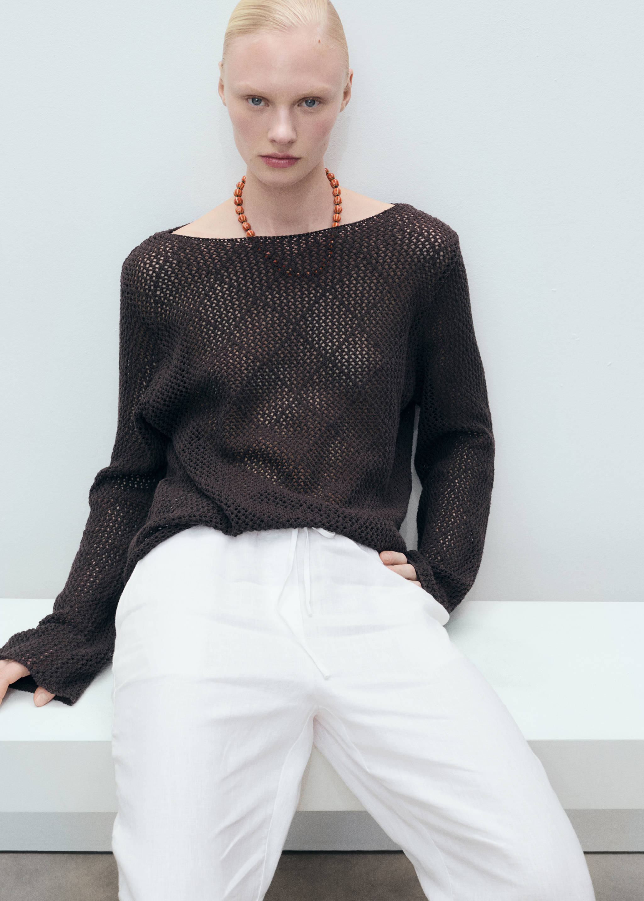 Straight linen-blend pants - Details of the article 2