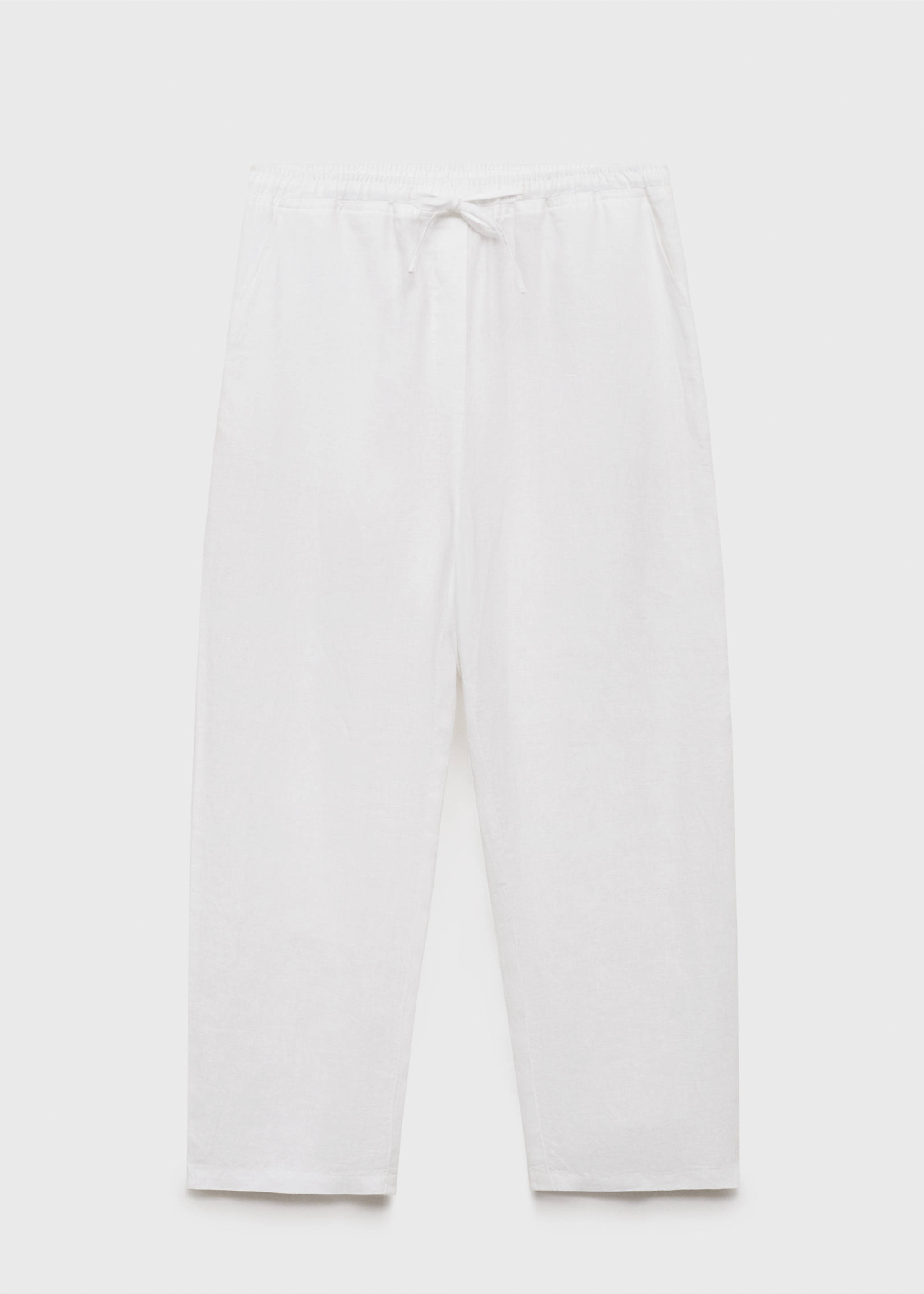 Straight linen-blend trousers - Article without model, Off White. Ref: 87089062-00.