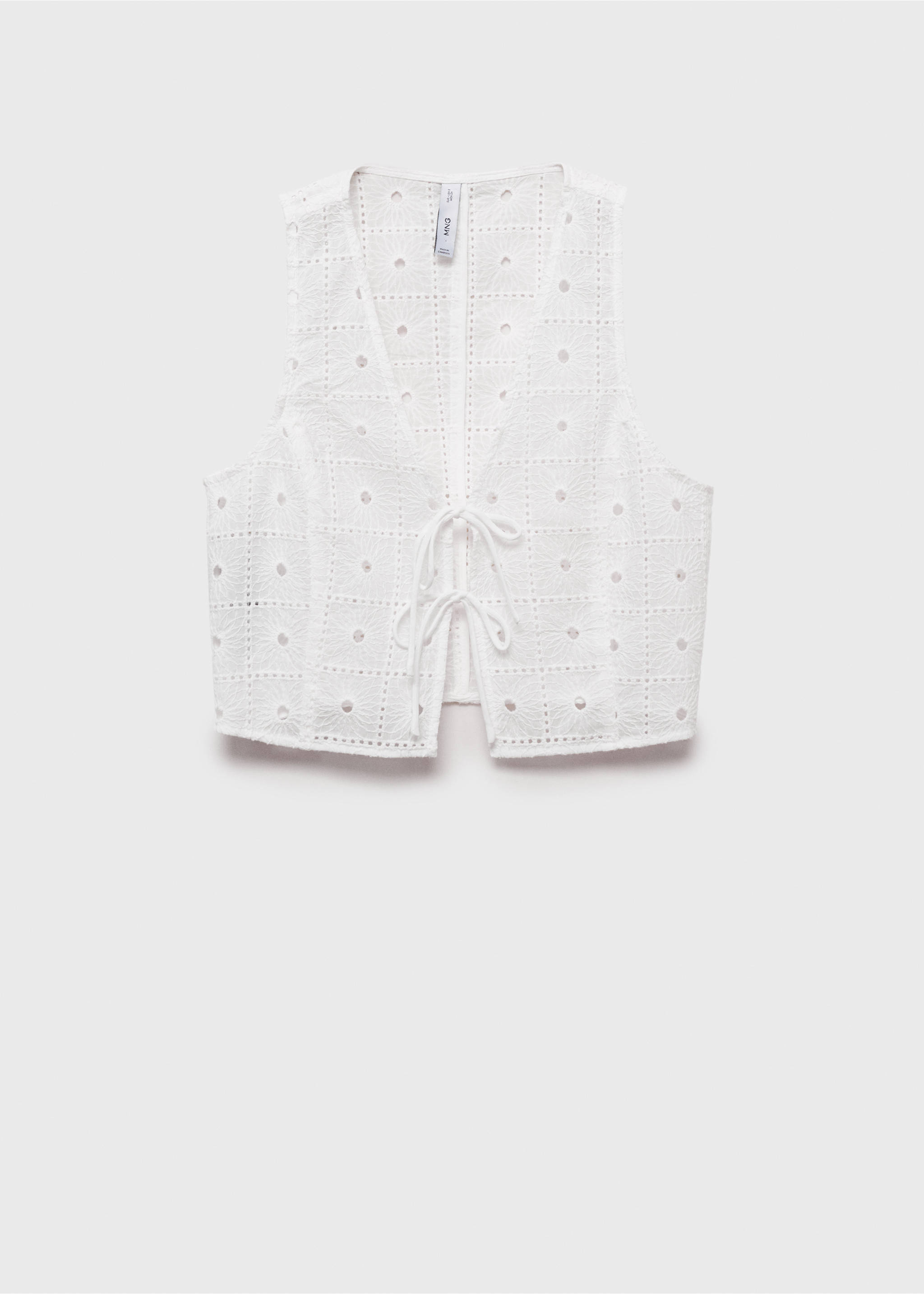 Gilet coton broderie nœuds - Article sans modèle, Blanc. Ref: 87089063-00.