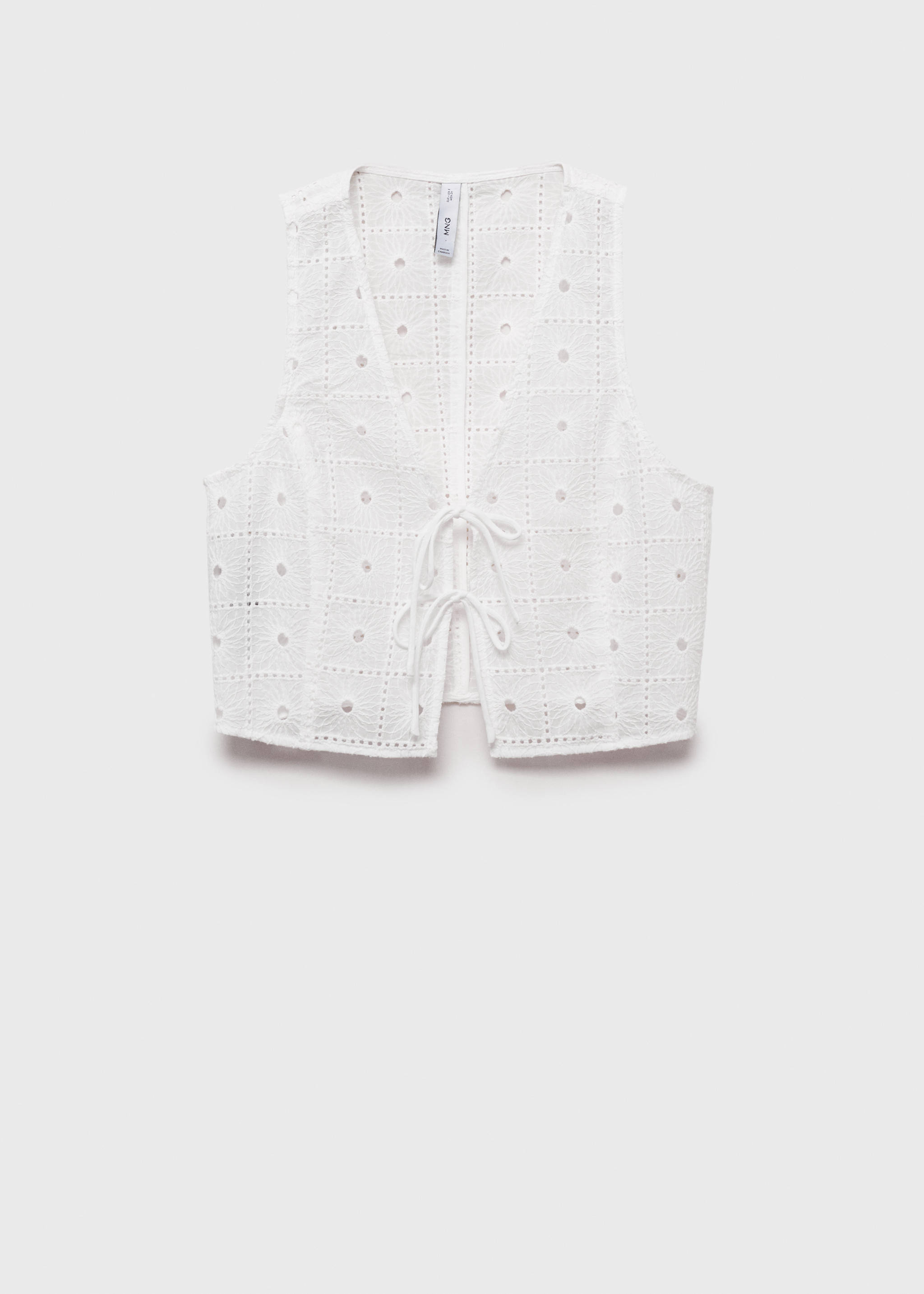 Embroidered cotton vest with bows - Article without model