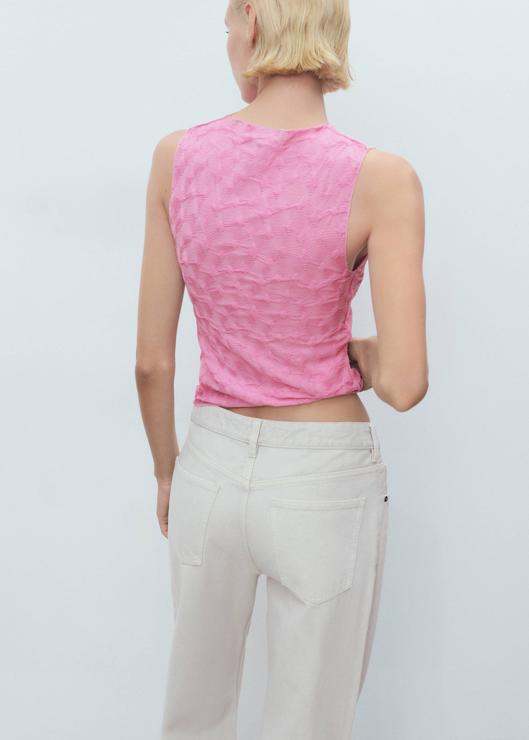 Fitted top with gathered shoulder - Reverse of the article