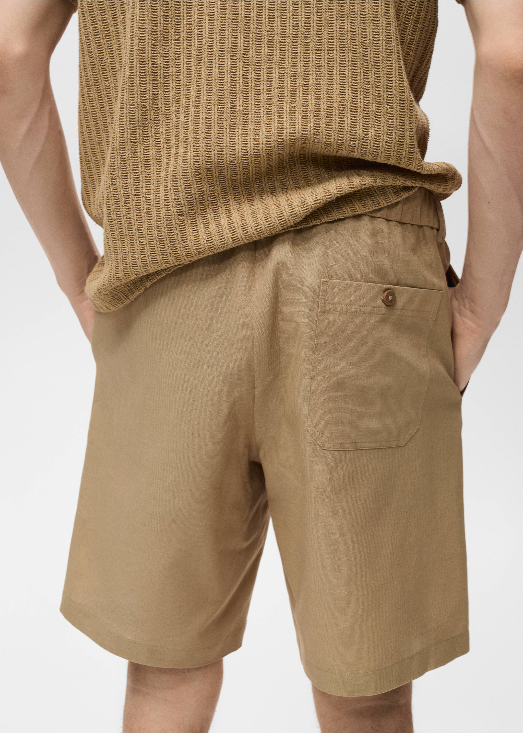 Bermudas mezcla algodón lino - Detalle del artículo 6, Beige. Ref: 87089204-00.
